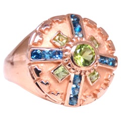 Iconic Mens Natural Peridot Ring 14kt Gold 12434