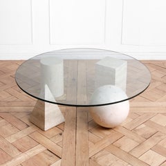 Iconic Metafora Travertine Coffee Table by Massimo and Lella Vignelli