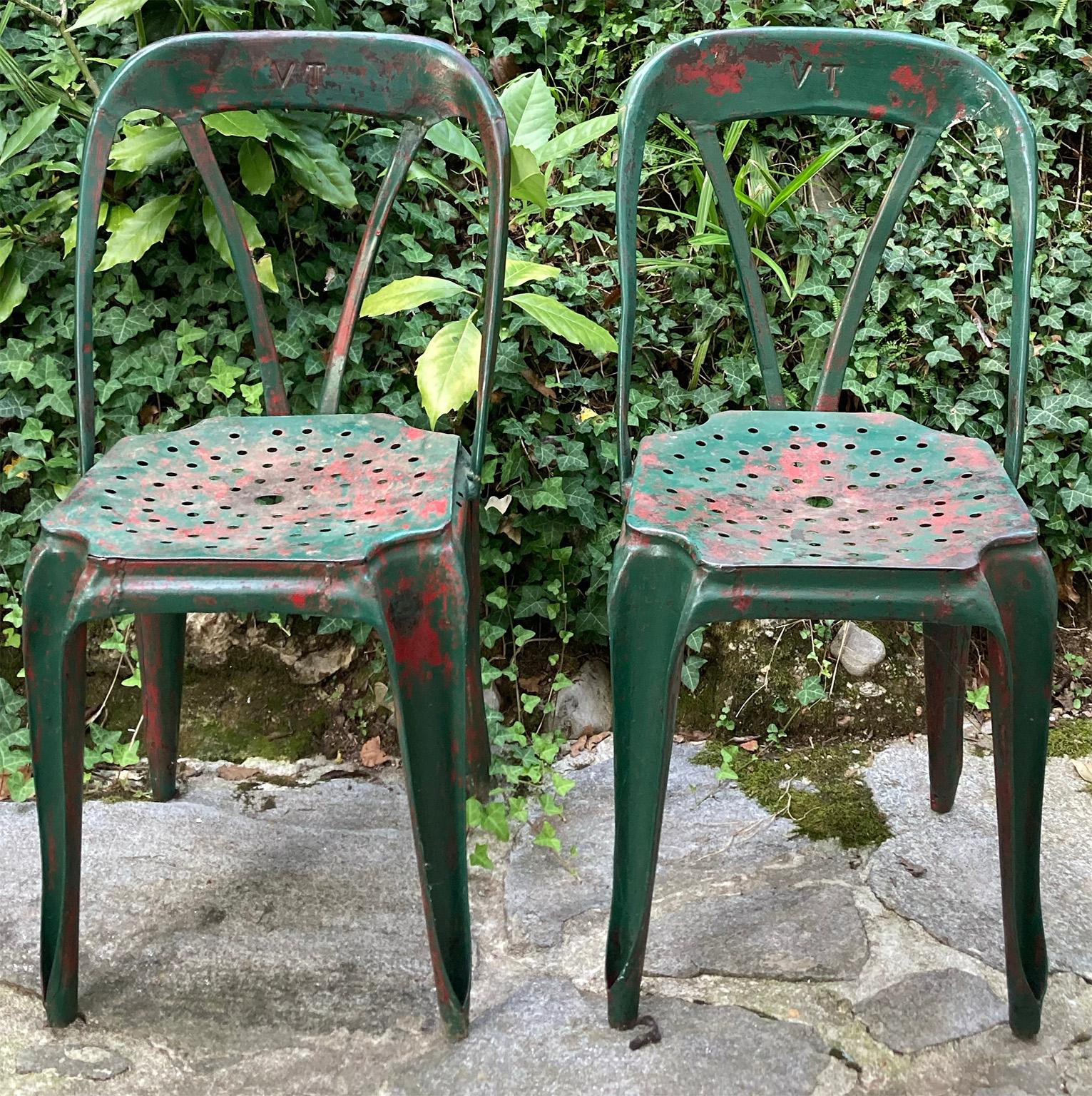 Mid-Century Modern Iconic Metal Chairs by Joseph Mathieu Produced by Pierre Benite, Franche 1940’s For Sale