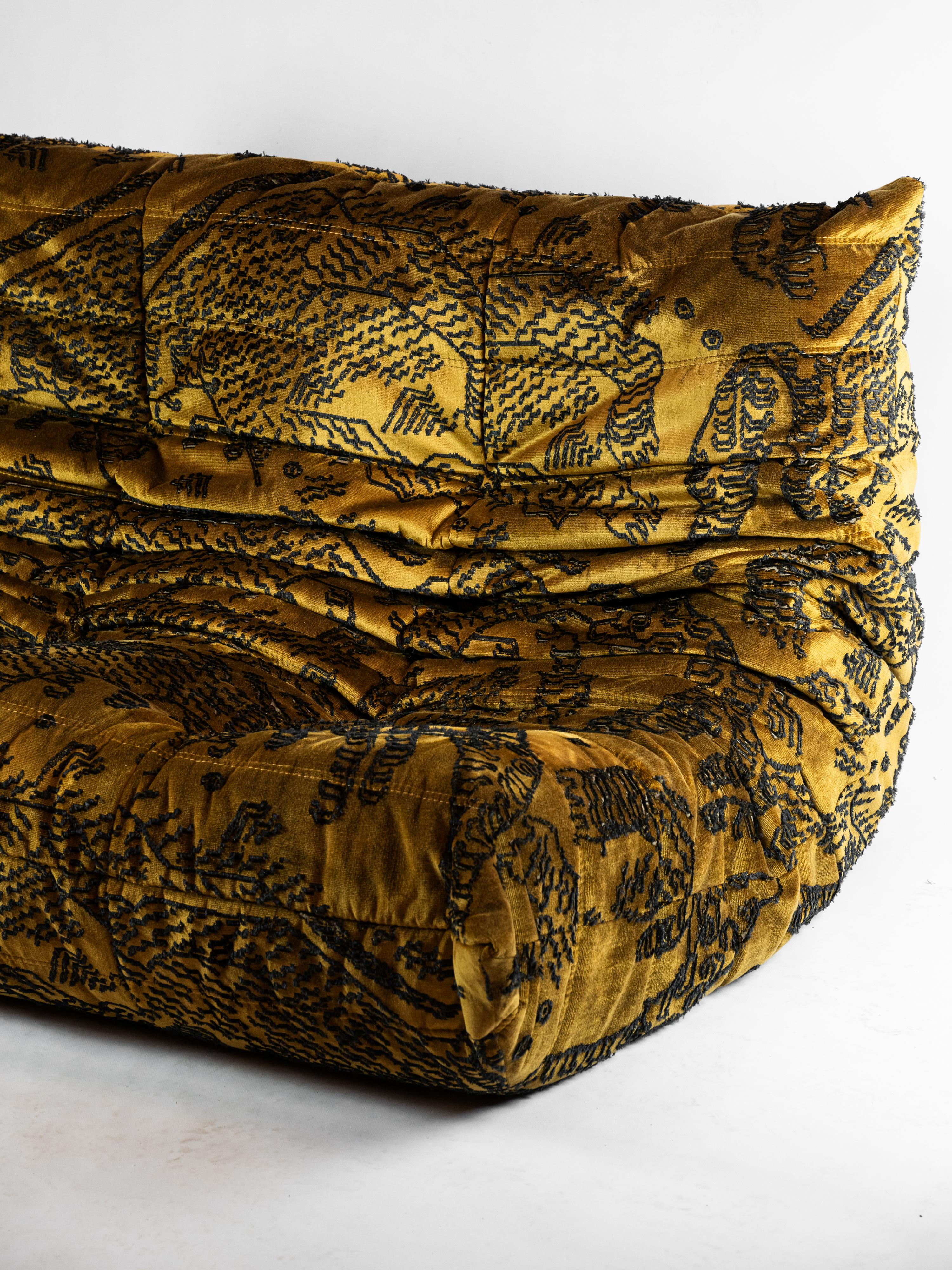 Iconic Michel Ducaroy Togo Sofa for Ligne Roset with Dedar Moutain Tiger Fabric 1