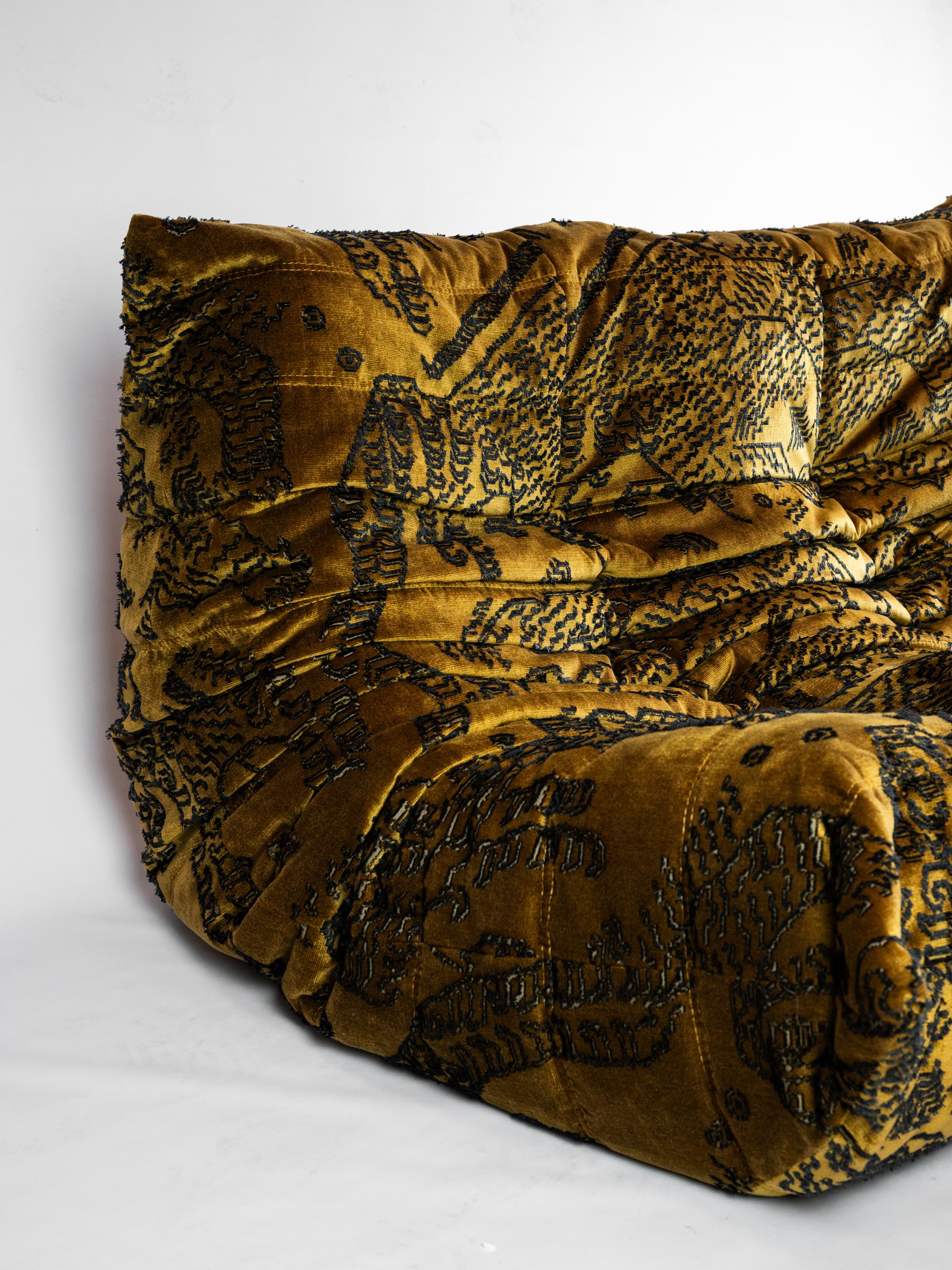 Iconic Michel Ducaroy Togo Sofa for Ligne Roset with Dedar Moutain Tiger Fabric 2