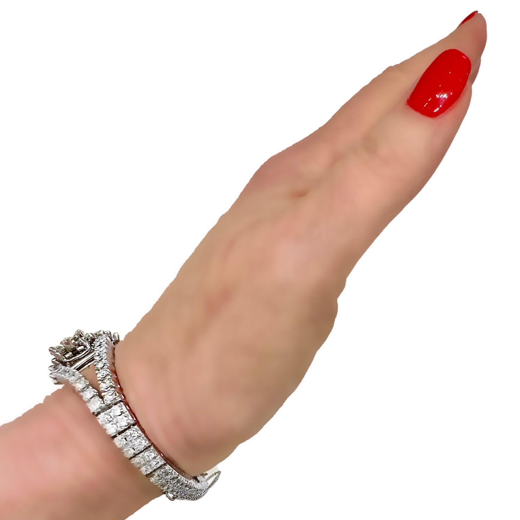 Ikonische Juvenia 11ct TAW Diamant-Deckeluhr aus Platin mit Platinbezug, Mitte des 20. Jahrhunderts 6