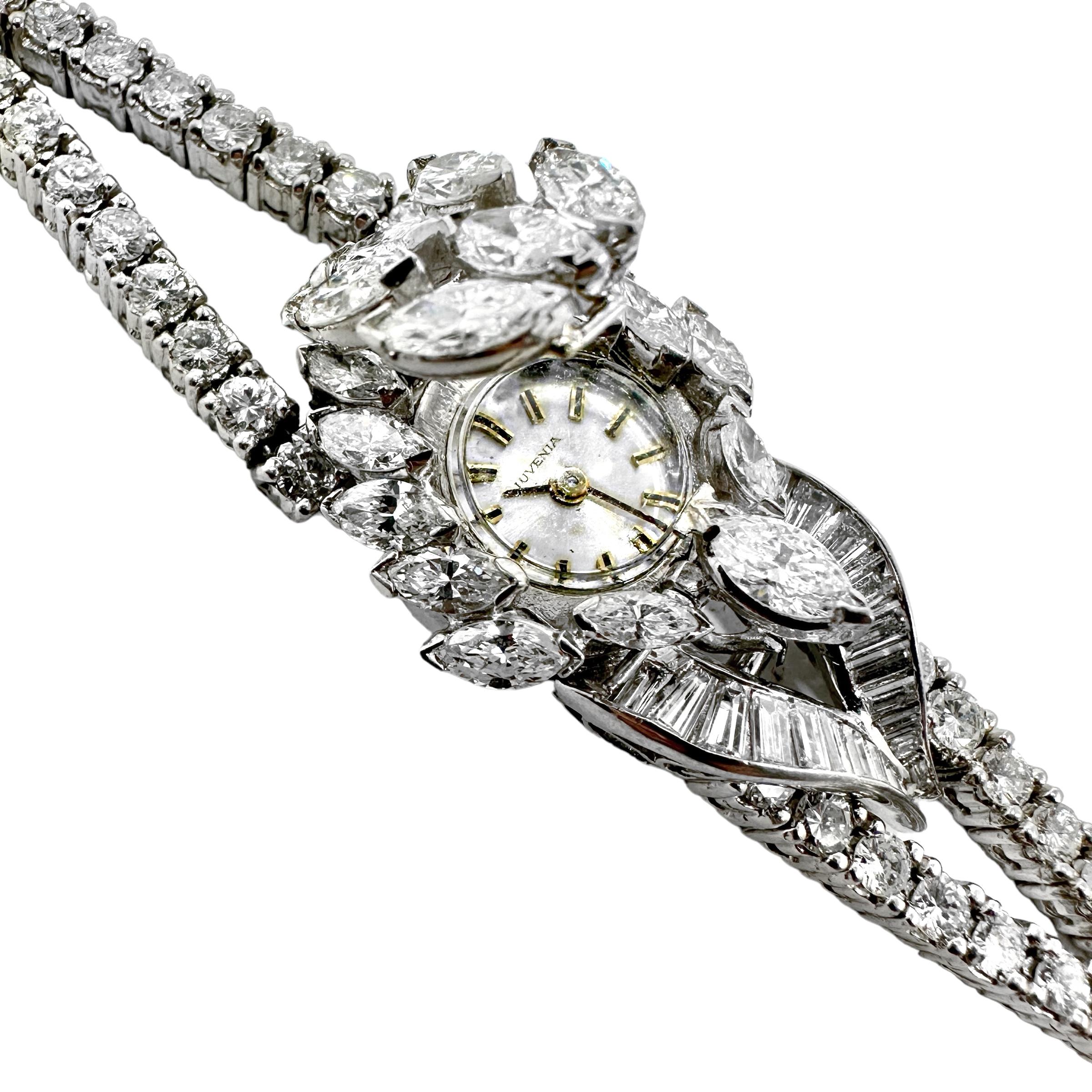 Brilliant Cut Iconic Mid-20th Century Juvenia 11ct TAW Diamond Cover Watch in Platinum For Sale