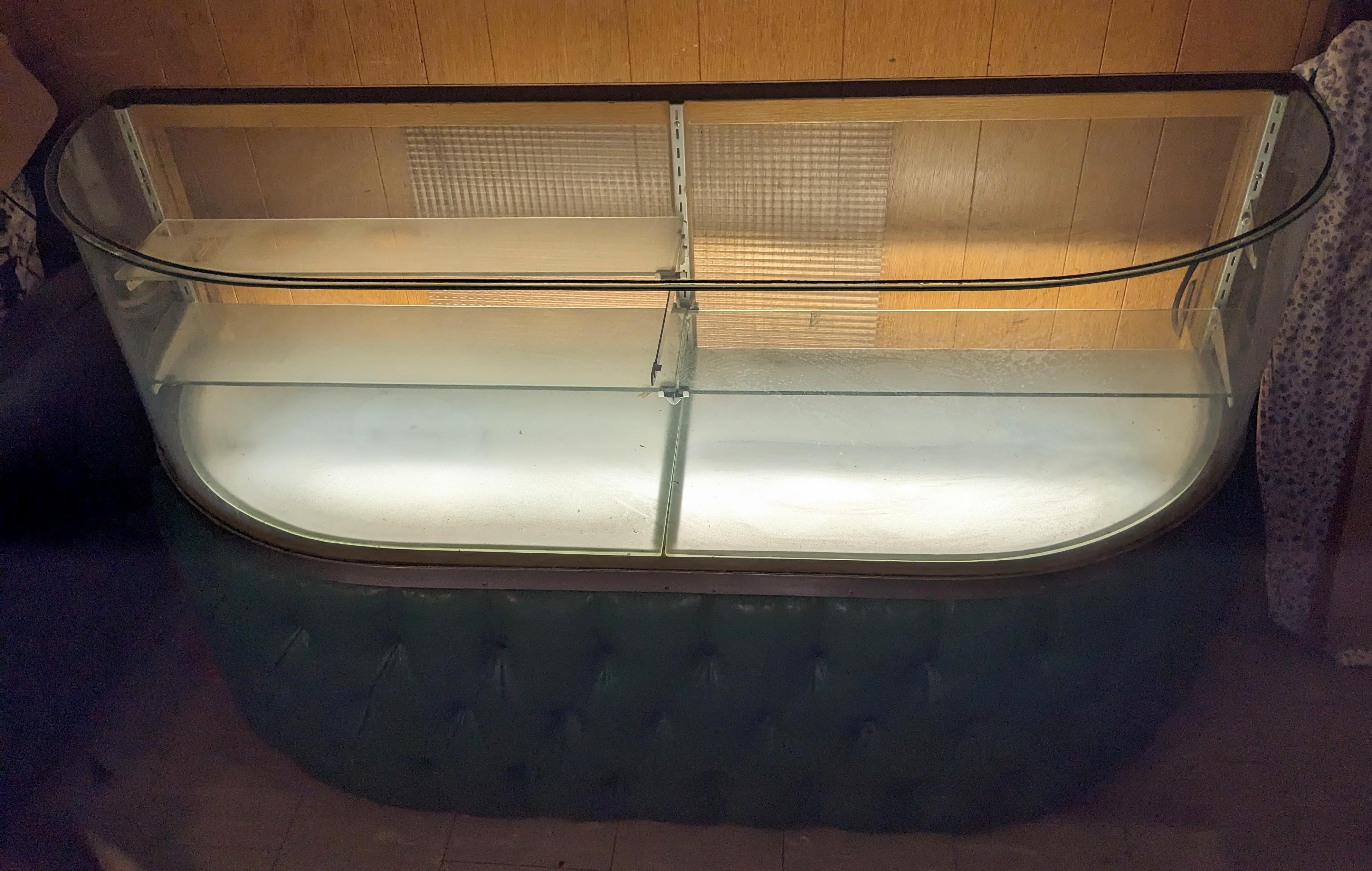 Iconic Mid Century Curved and Tufted Vitrine In Good Condition For Sale In Riverdale, NY