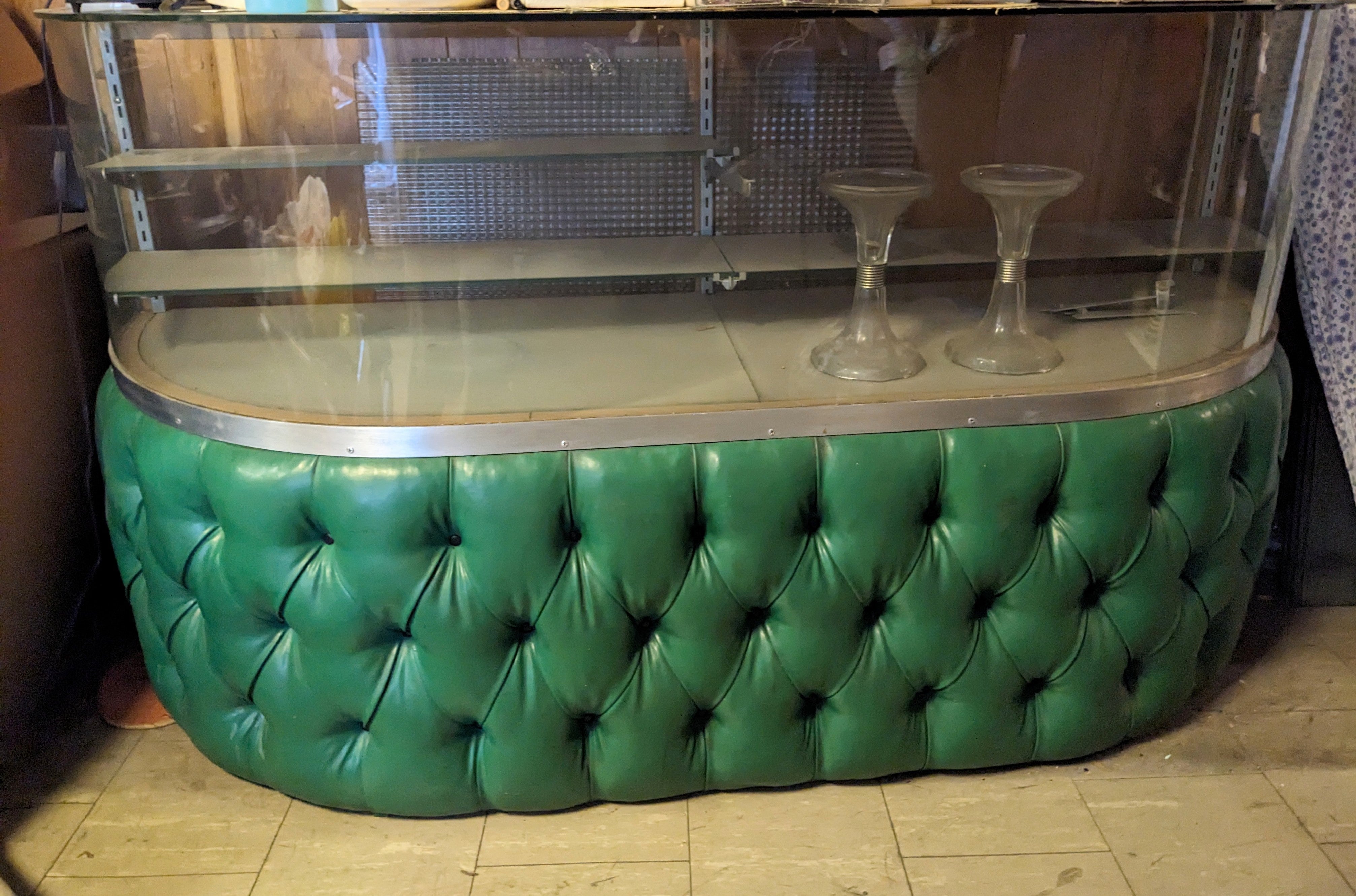 Mid-20th Century Iconic Mid Century Curved and Tufted Vitrine For Sale