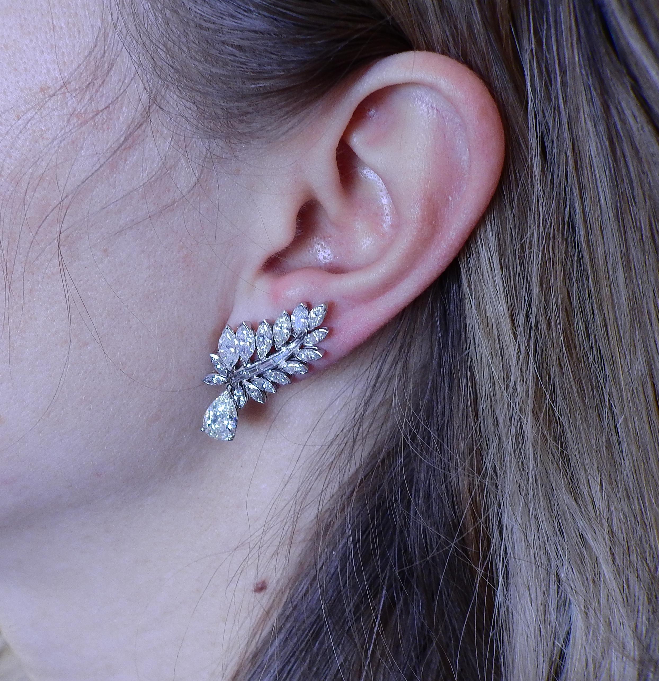 Women's Iconic Midcentury Diamond Platinum Earrings For Sale