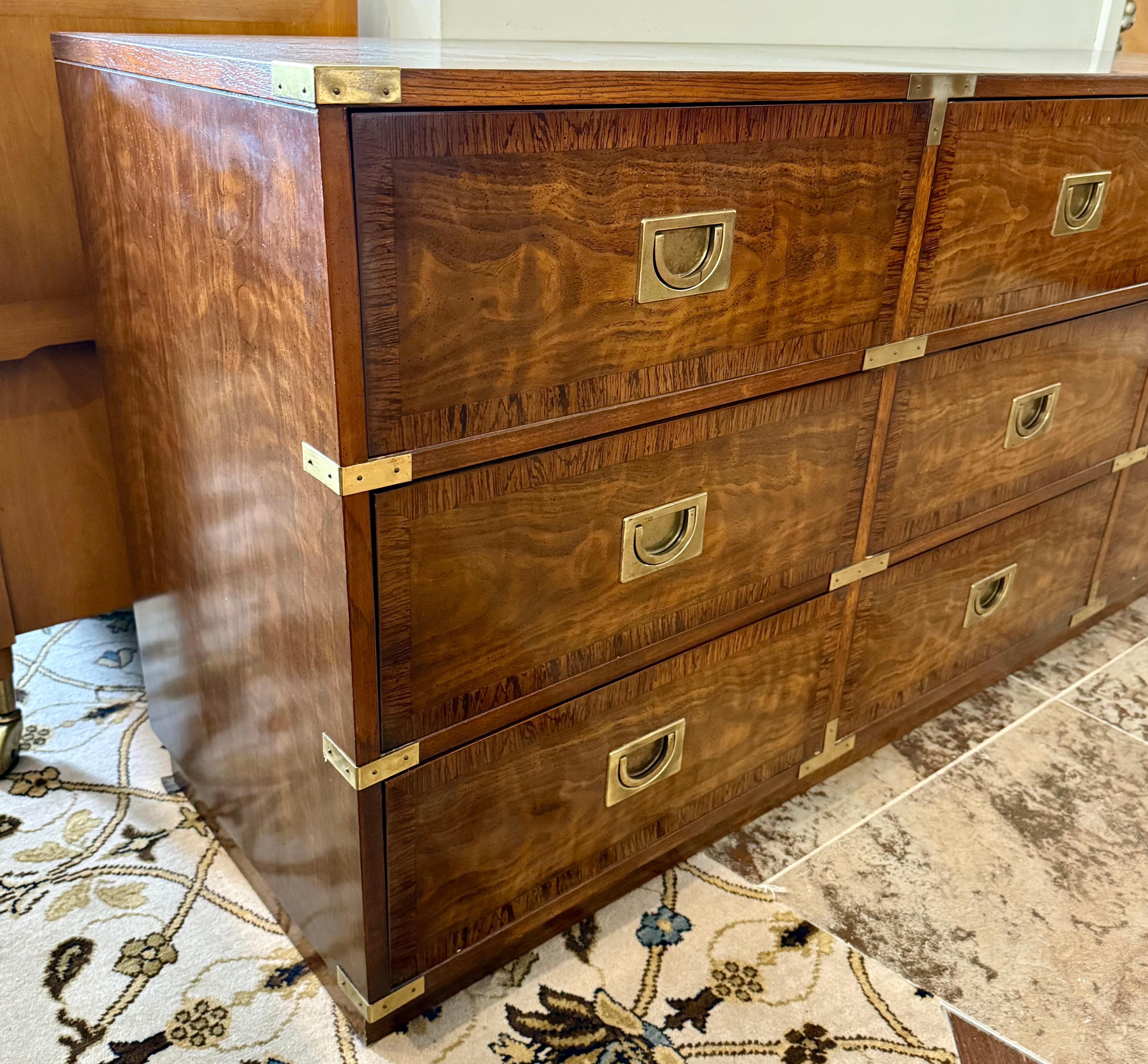 Iconic Mid Century Drexel Campaign Nine Drawer Dresser From Rare Brigade Line 3