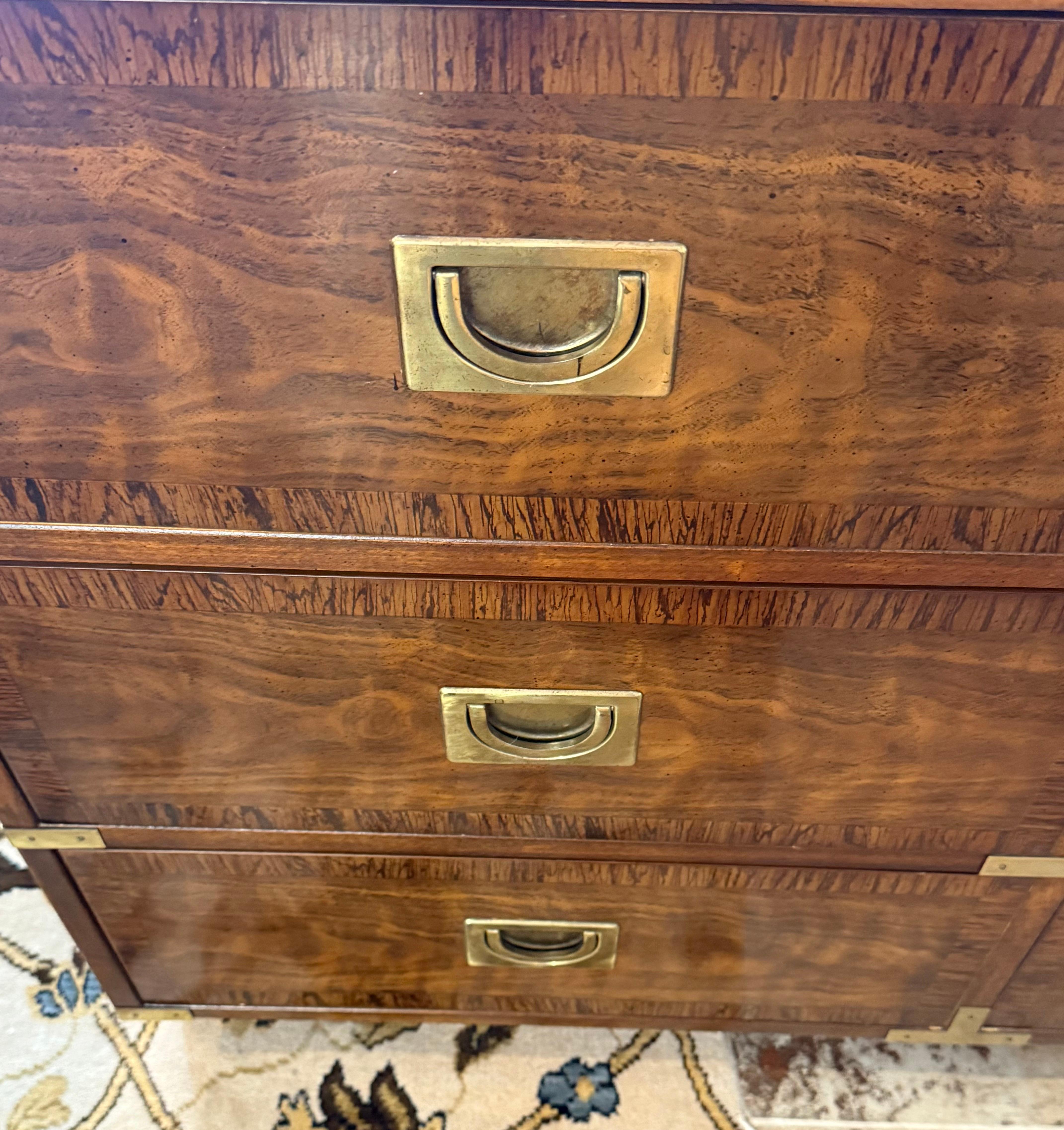 Iconic Mid Century Drexel Campaign Nine Drawer Dresser From Rare Brigade Line 2
