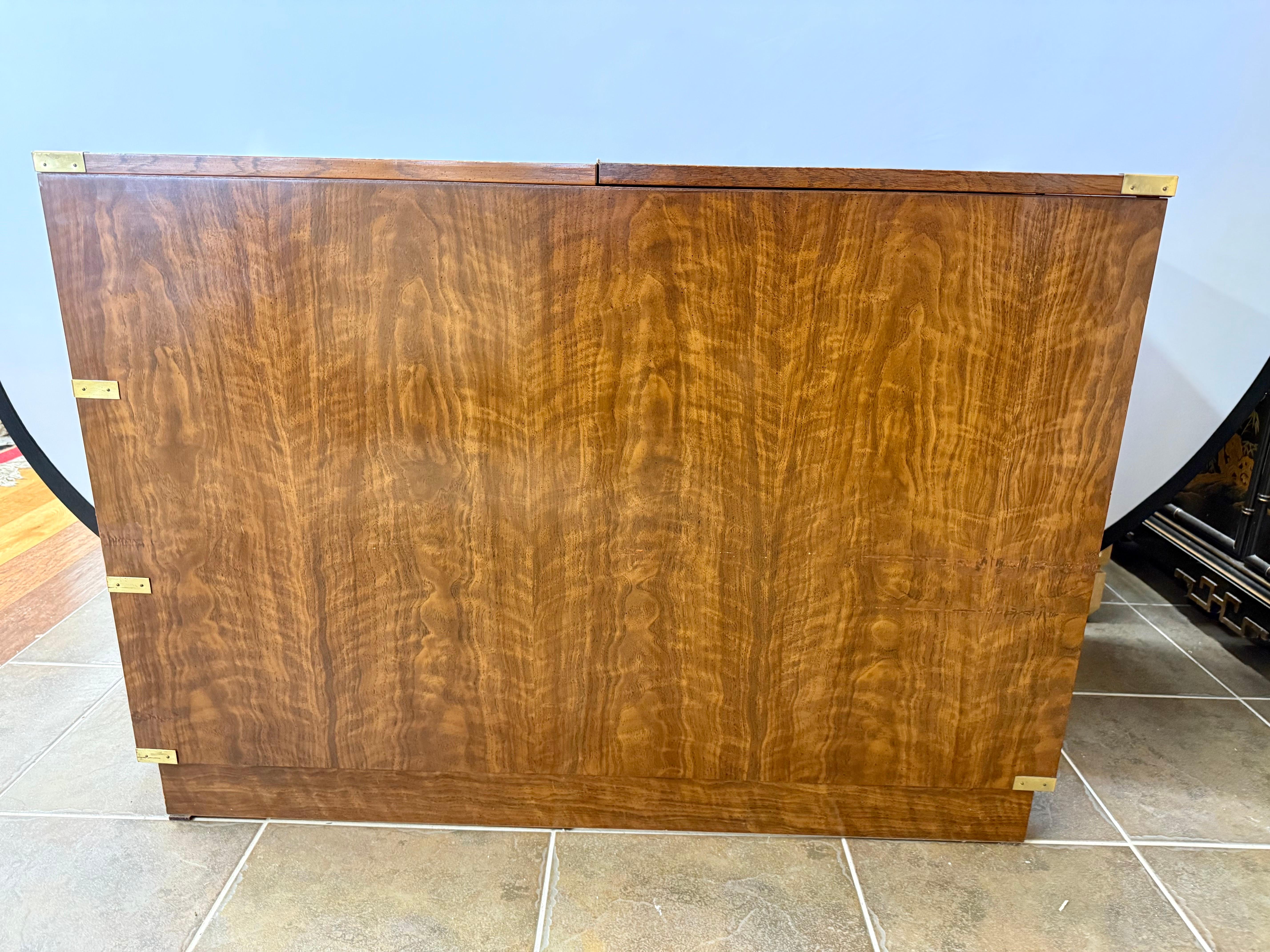 Mid-Century Modern Iconic Mid Century Drexel Rare Brigade Line Campaign Dresser Dry Bar Case Piece For Sale