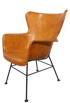 Iconica sedia Wingback in fibra di vetro del Mid Century di Peabody per Selig, circa anni '50