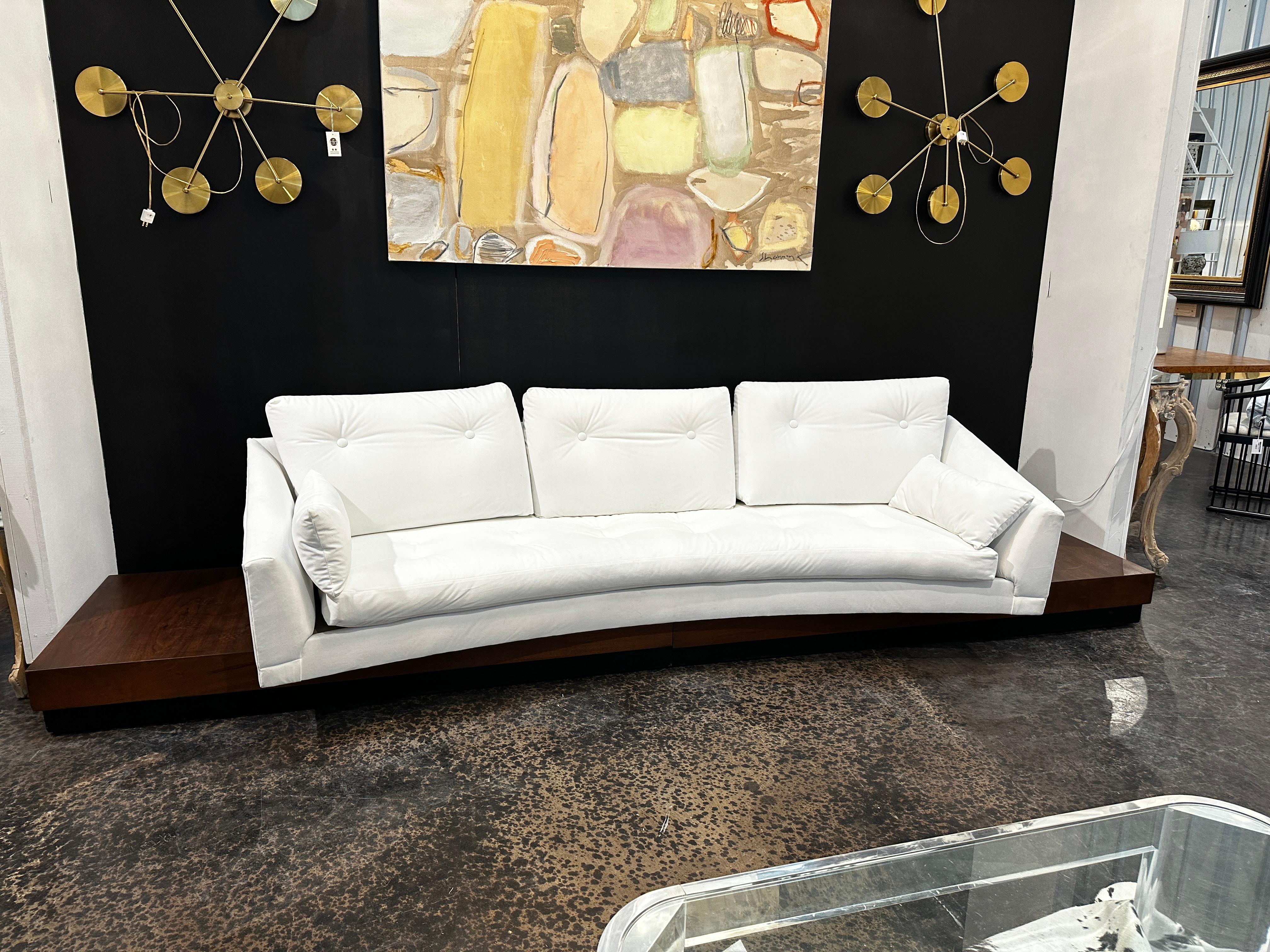 American Iconic Mid-Century Modern Adrian Pearsall Platform Sofa on Walnut Base