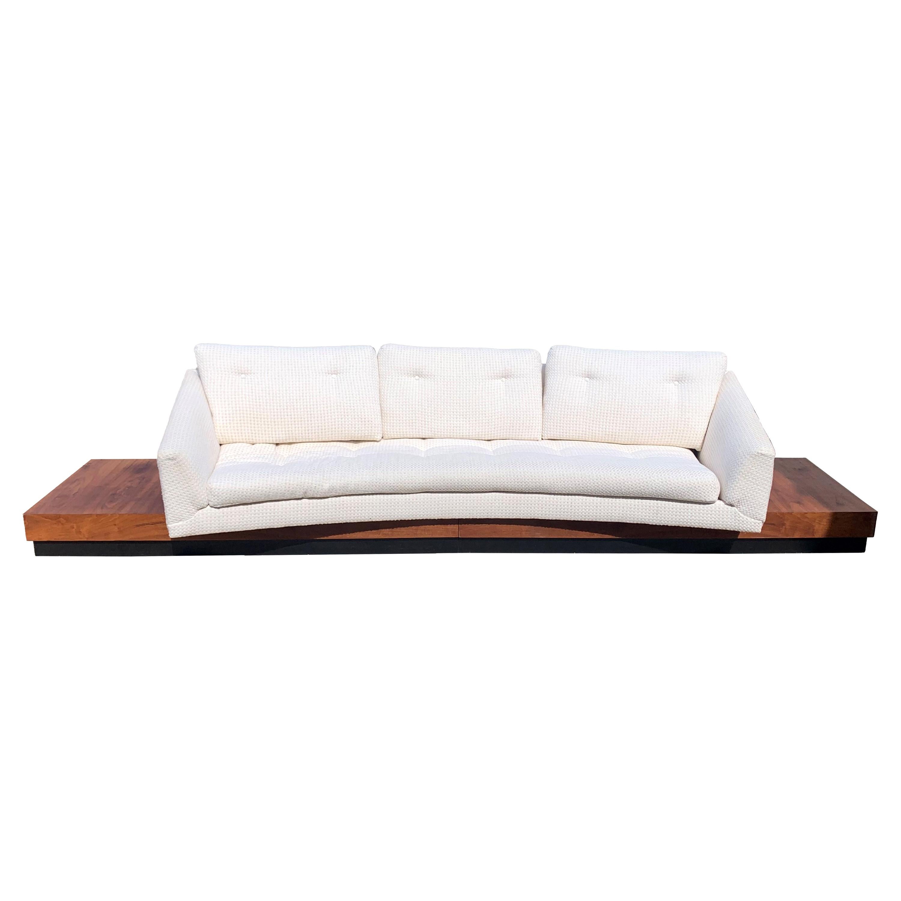 Iconic Mid-Century Modern Adrian Pearsall Platform Sofa on Walnut Base