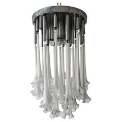 Iconic Mid Century Modern Murano Glass Calla Lily Chandelier by Venini, Italy