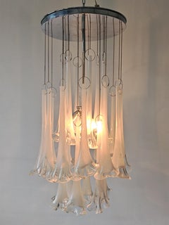 Iconic Mid Century Murano Glass Calla Lily Chandelier attr. to Venini, Italy