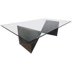 Iconic Midcentury Paul Evans PE 61 Brutalist Coffee Table for Directional