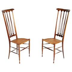 Iconic Mid-centuryp pair High Back Chairs by SAC, Giò Ponti style, All originals