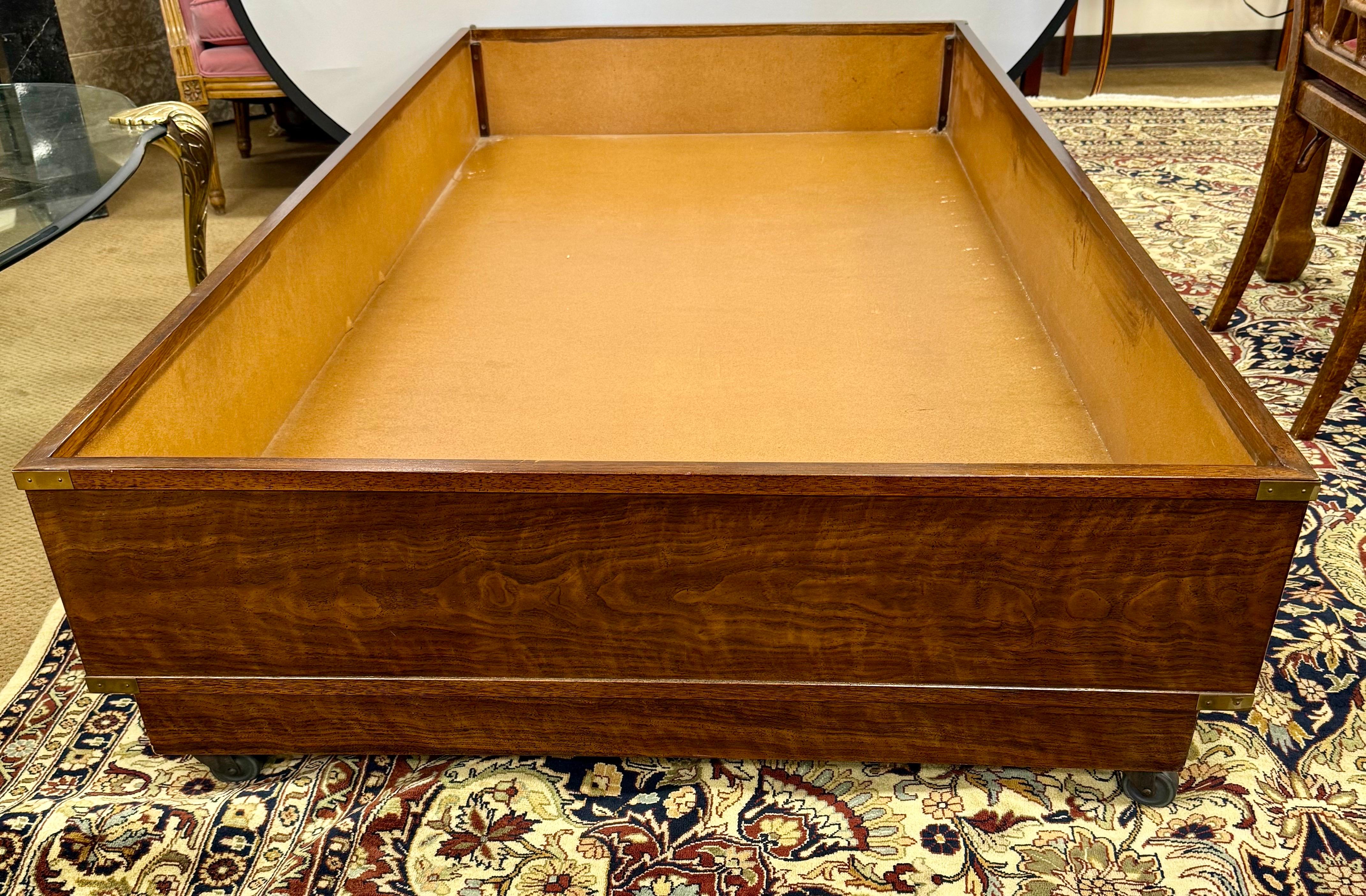 American Iconic Mid Century Modern Drexel Furniture Brigade Platform Bed on Castors For Sale