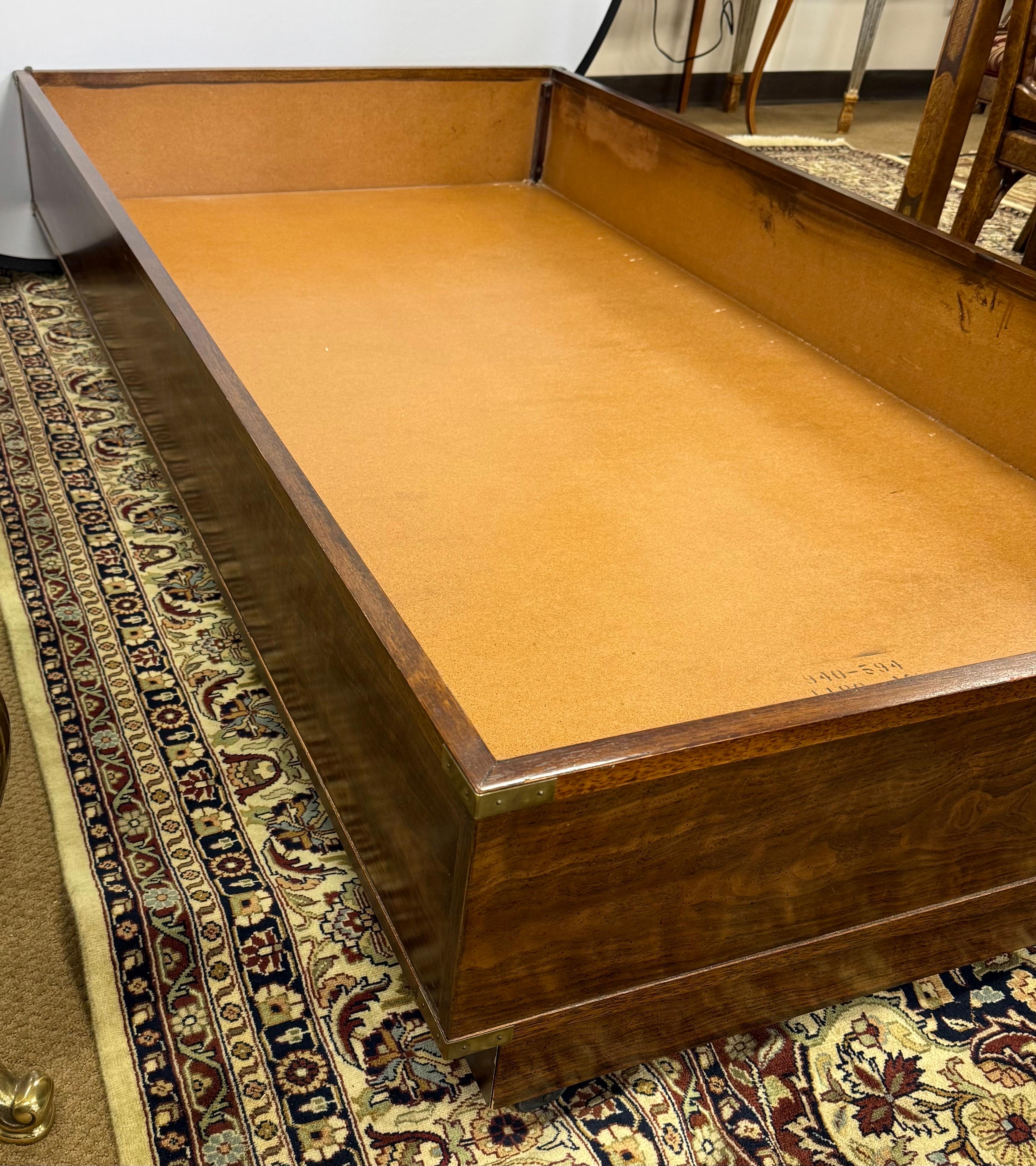 Late 20th Century Iconic Mid Century Modern Drexel Furniture Brigade Platform Bed on Castors For Sale