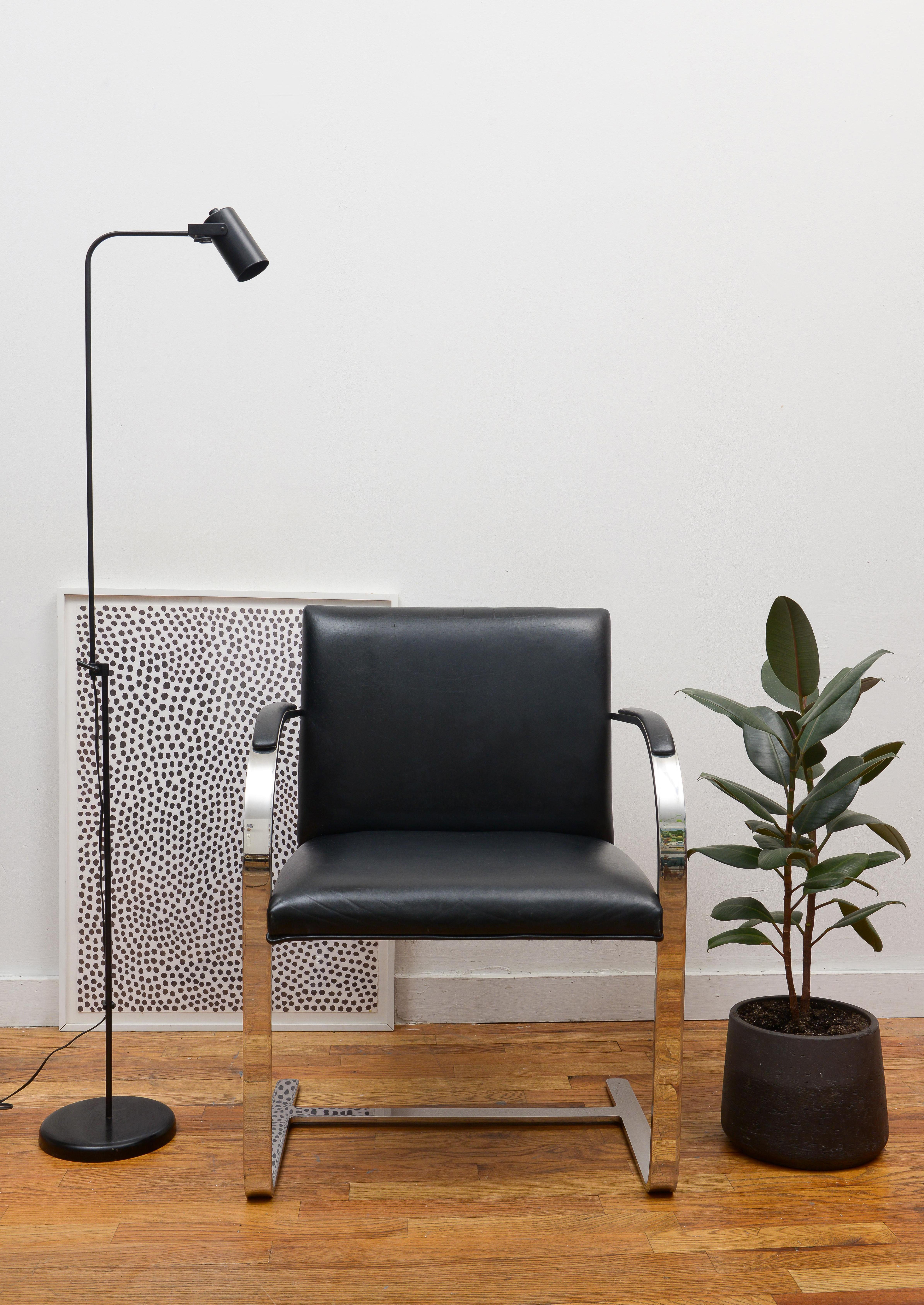 Iconic Mies van der Rohe BRNO Flat Bar Chair in Black Leather, 1990s For Sale 1
