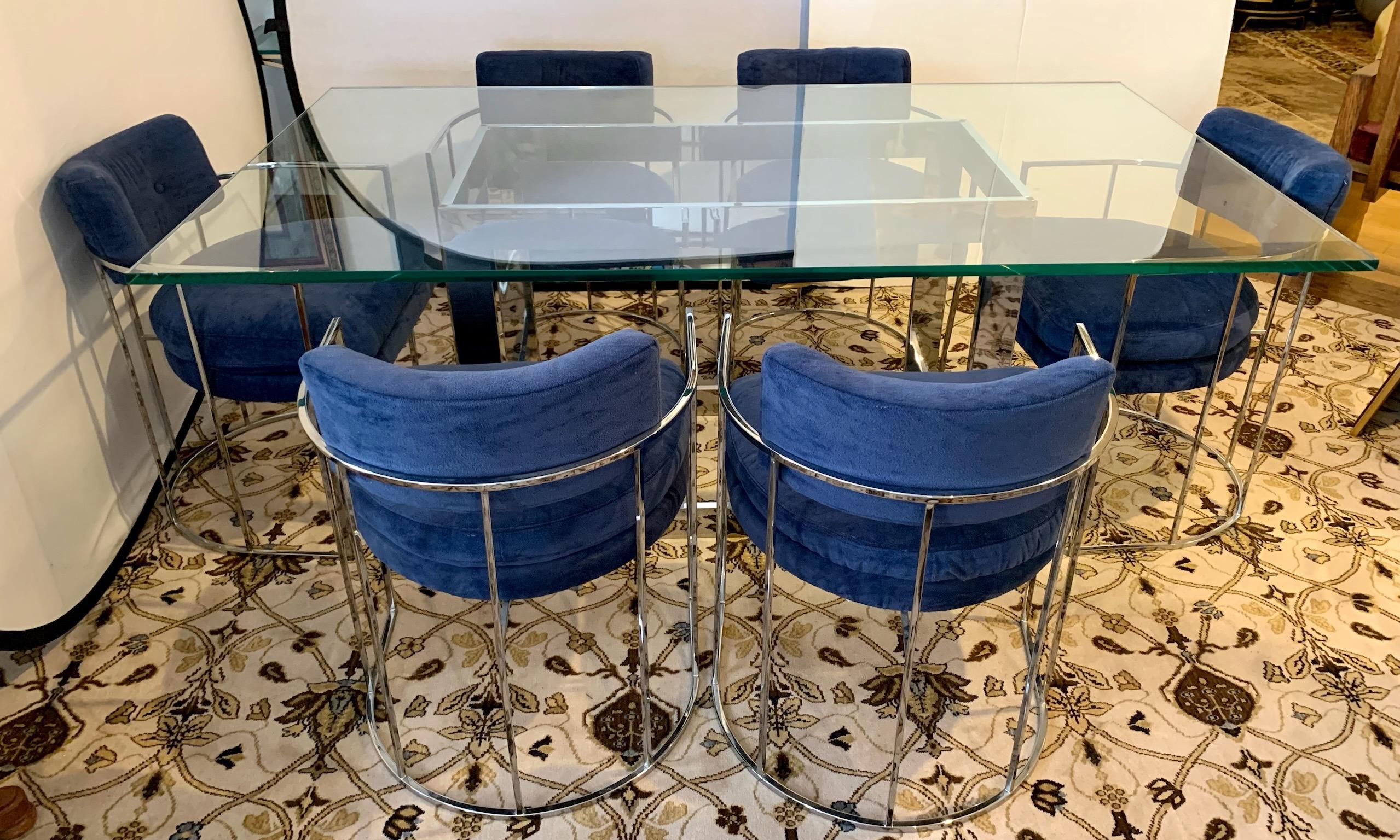 Mid-Century Modern Iconic Milo Baughman Thayer Coggin Mid-Century Dining Room Set Table & 6 Chairs