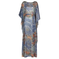 Missoni - Robe caftan emblématique en lurex métallisé à imprimé floral des années 1970