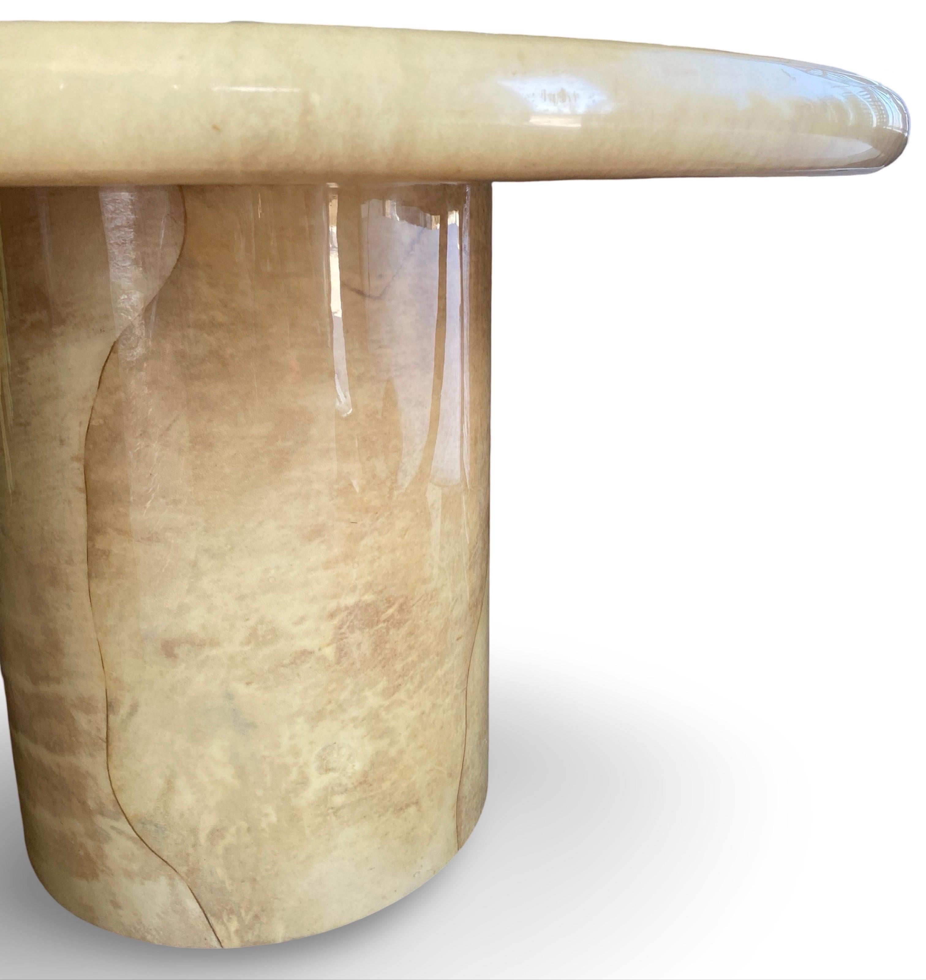 Iconic Modern Karl Springer Round Bullnose Goatskin Dining or Game Table For Sale 8