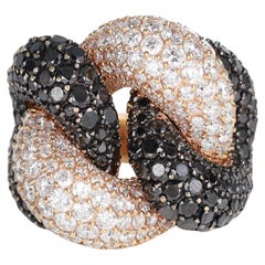 Ikonischer moderner Groumette-Ring aus Roségold mit weißen und schwarzen Diamanten 7,87 Karat