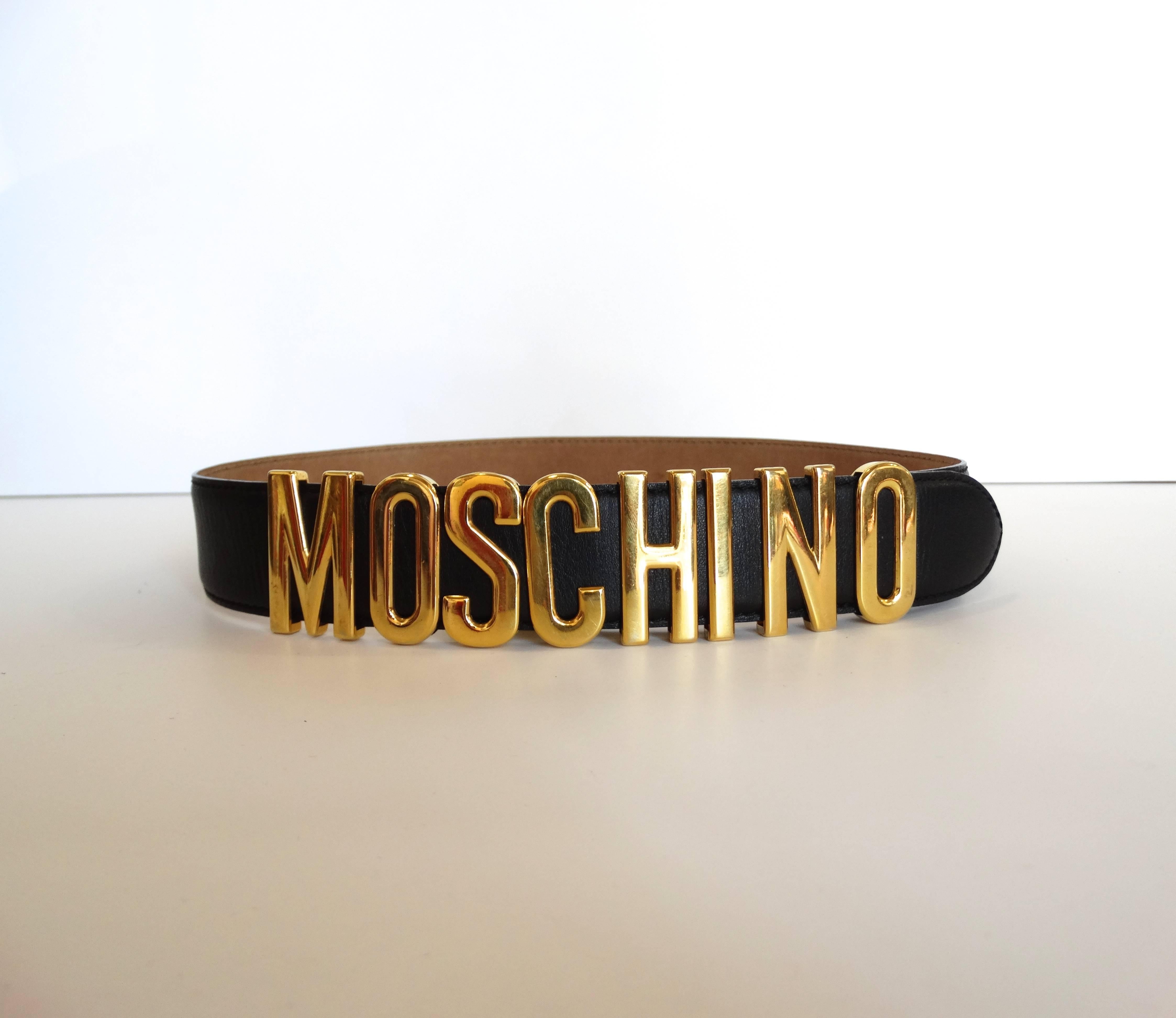 Brown Iconic Moschino Logo Letter Belt  For Sale