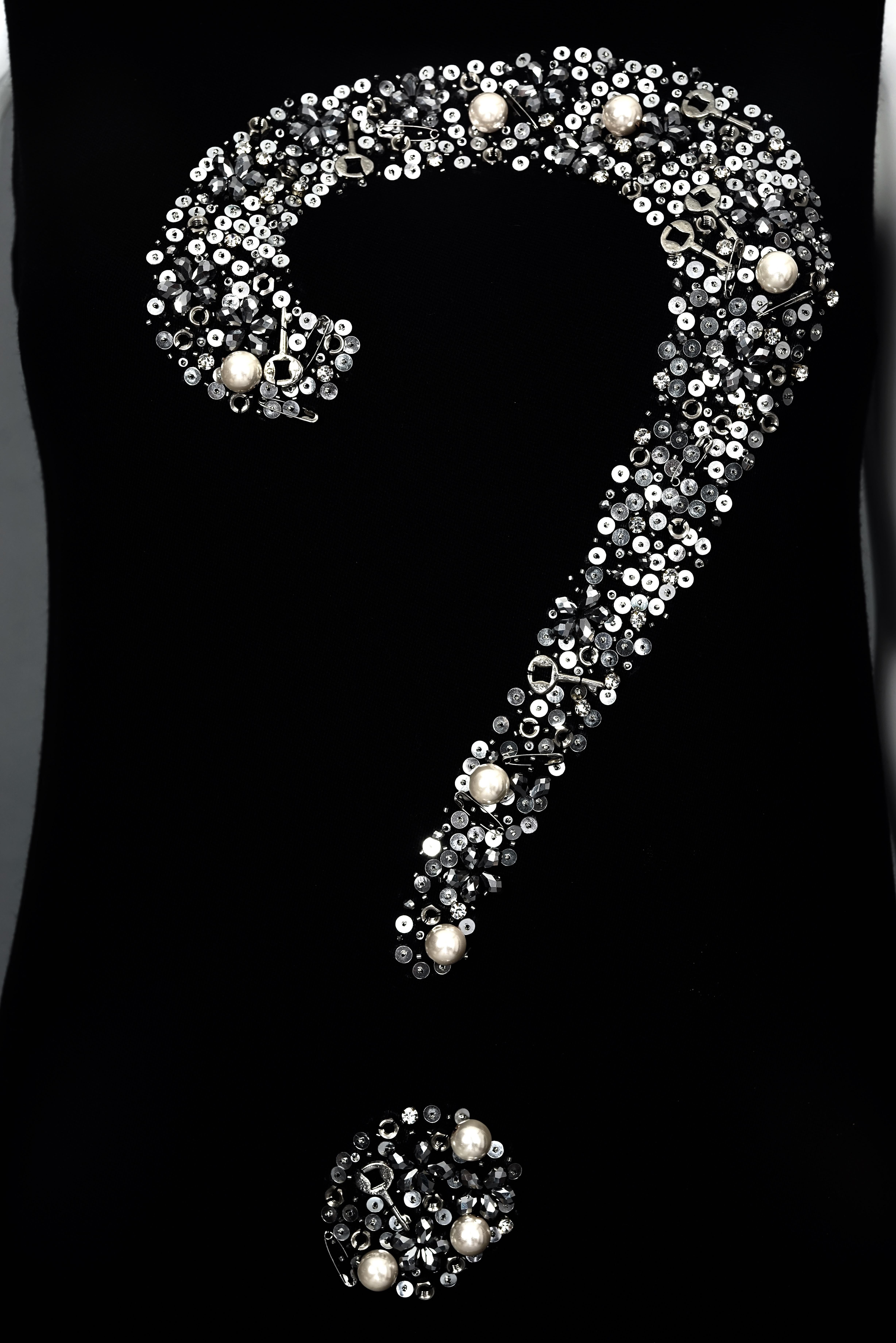 Black Iconic MOSCHINO Question Mark Embellished Dress