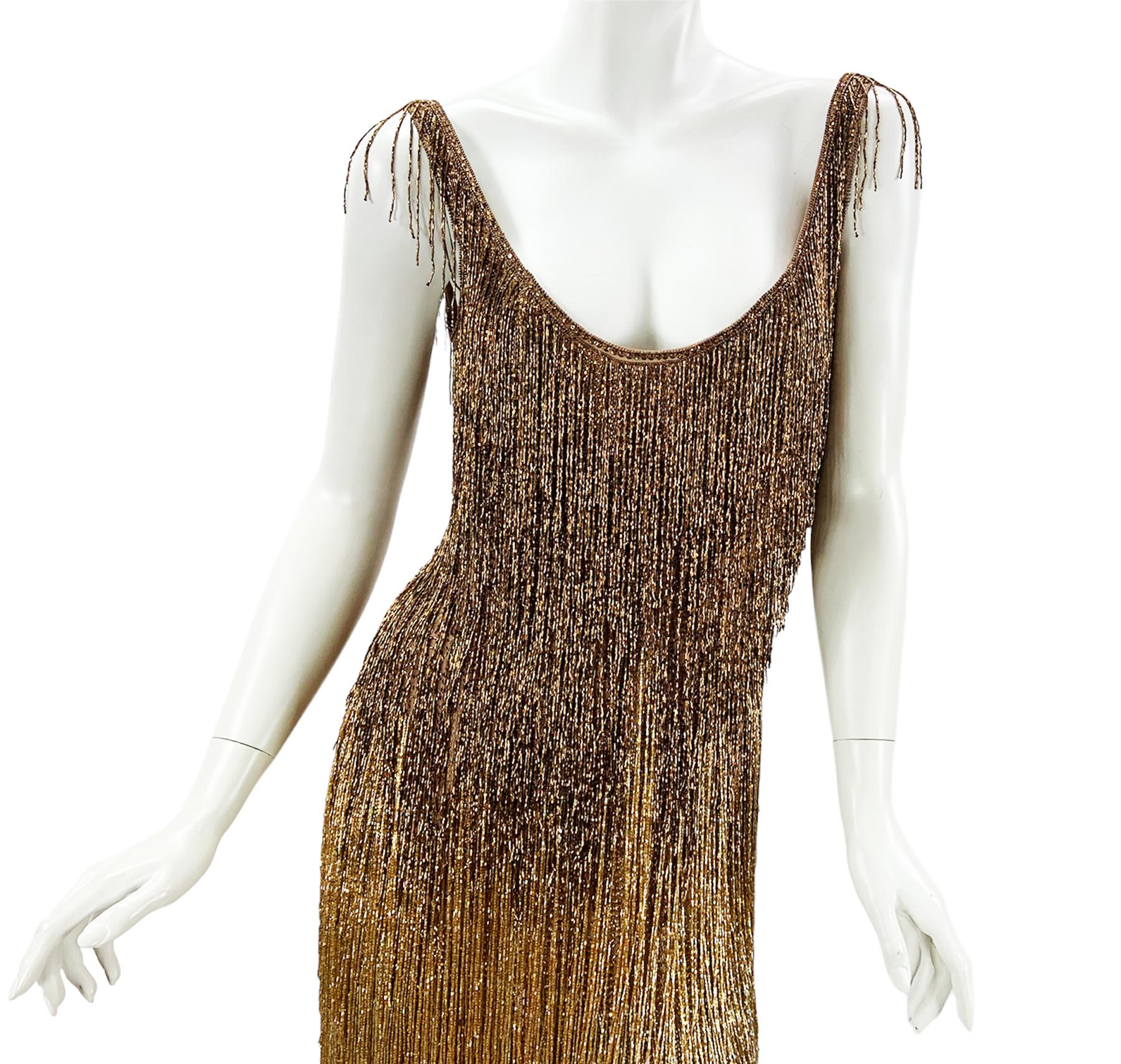 Iconic MUSEUM Roberto Cavalli Fringe Beaded Dress as seen on TAYLOR SWIFT It. 40 4