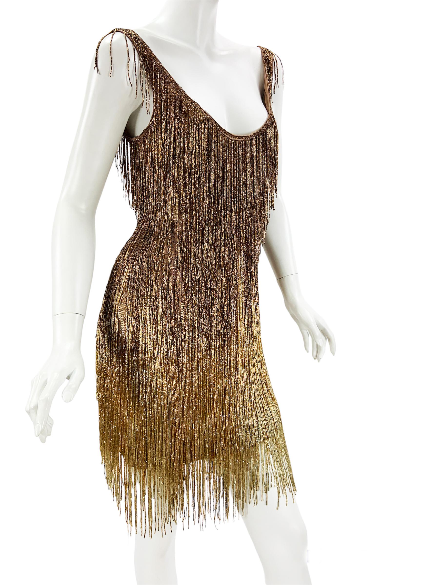 Iconic MUSEUM Roberto Cavalli Fringe Beaded Dress as seen on TAYLOR SWIFT It. 40 2