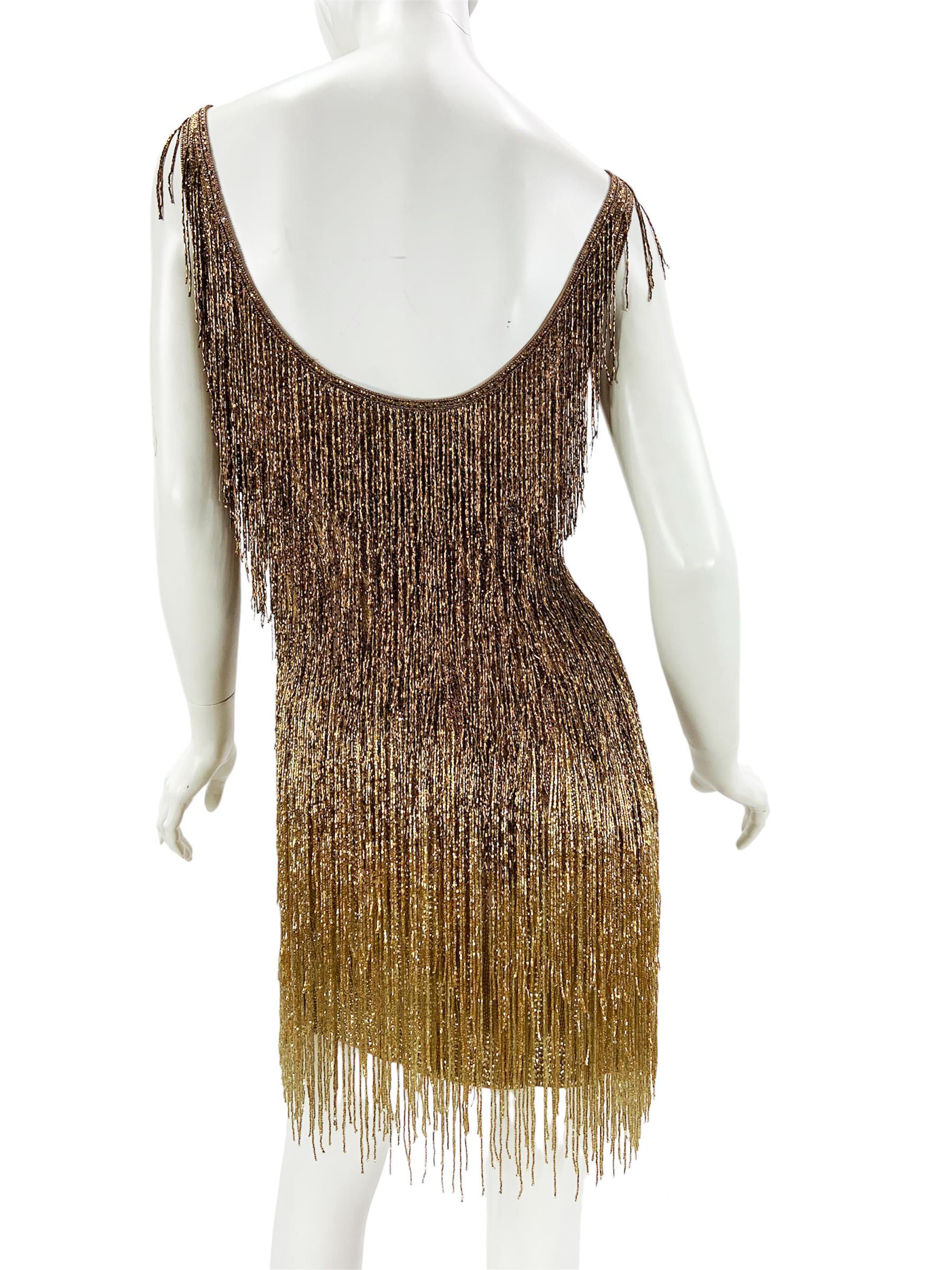 Iconic MUSEUM Roberto Cavalli Fringe Beaded Dress as seen on TAYLOR SWIFT It. 40 2