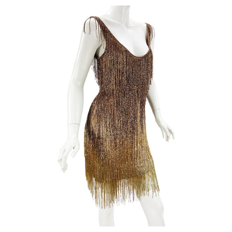 Iconic MUSEUM Roberto Cavalli Fringe Beaded Dress as seen on TAYLOR SWIFT It. 40 at 1stDibs