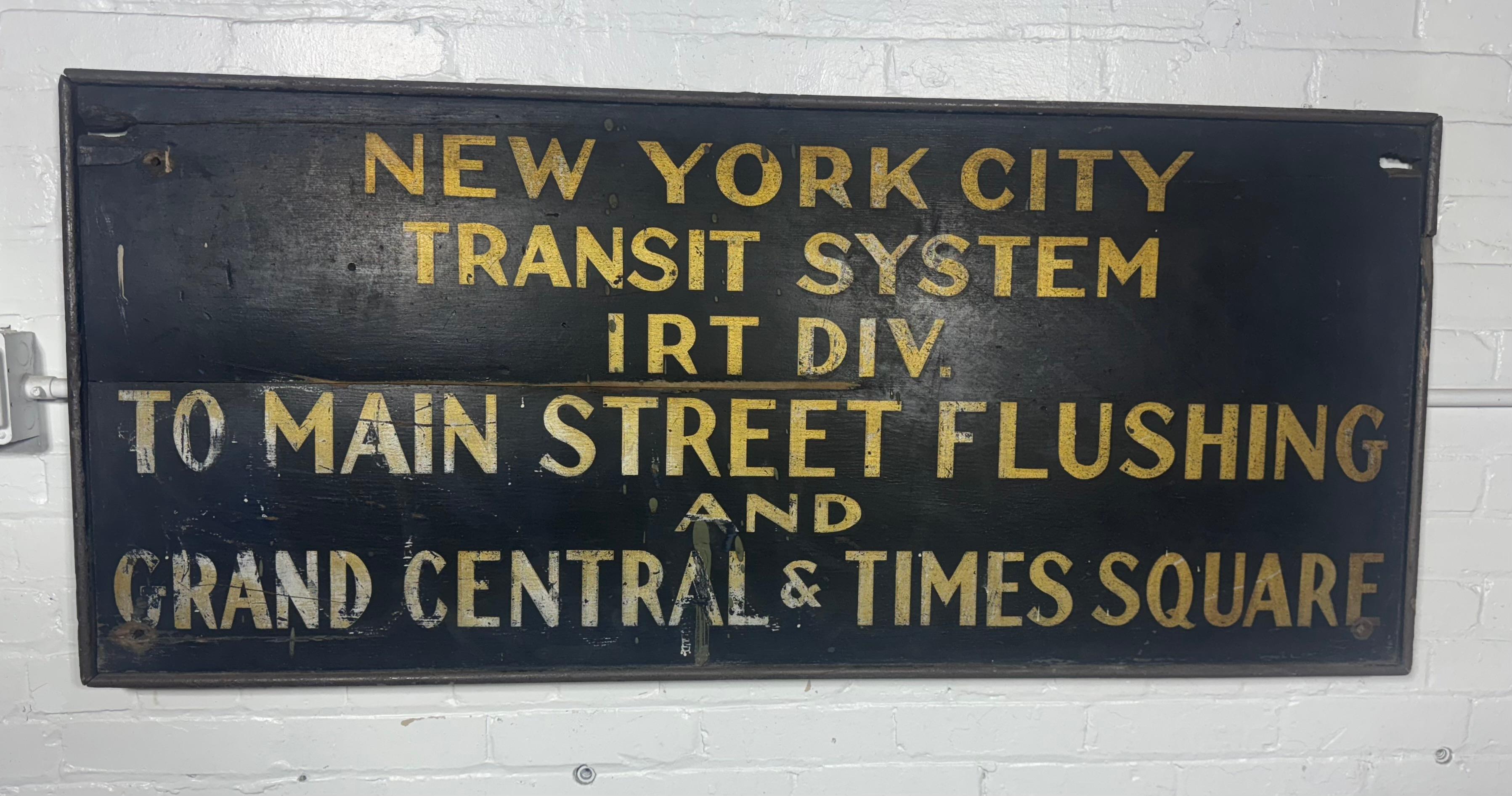 Iconic New York City Transit System Hand Painted Sign .. subway / train 6
