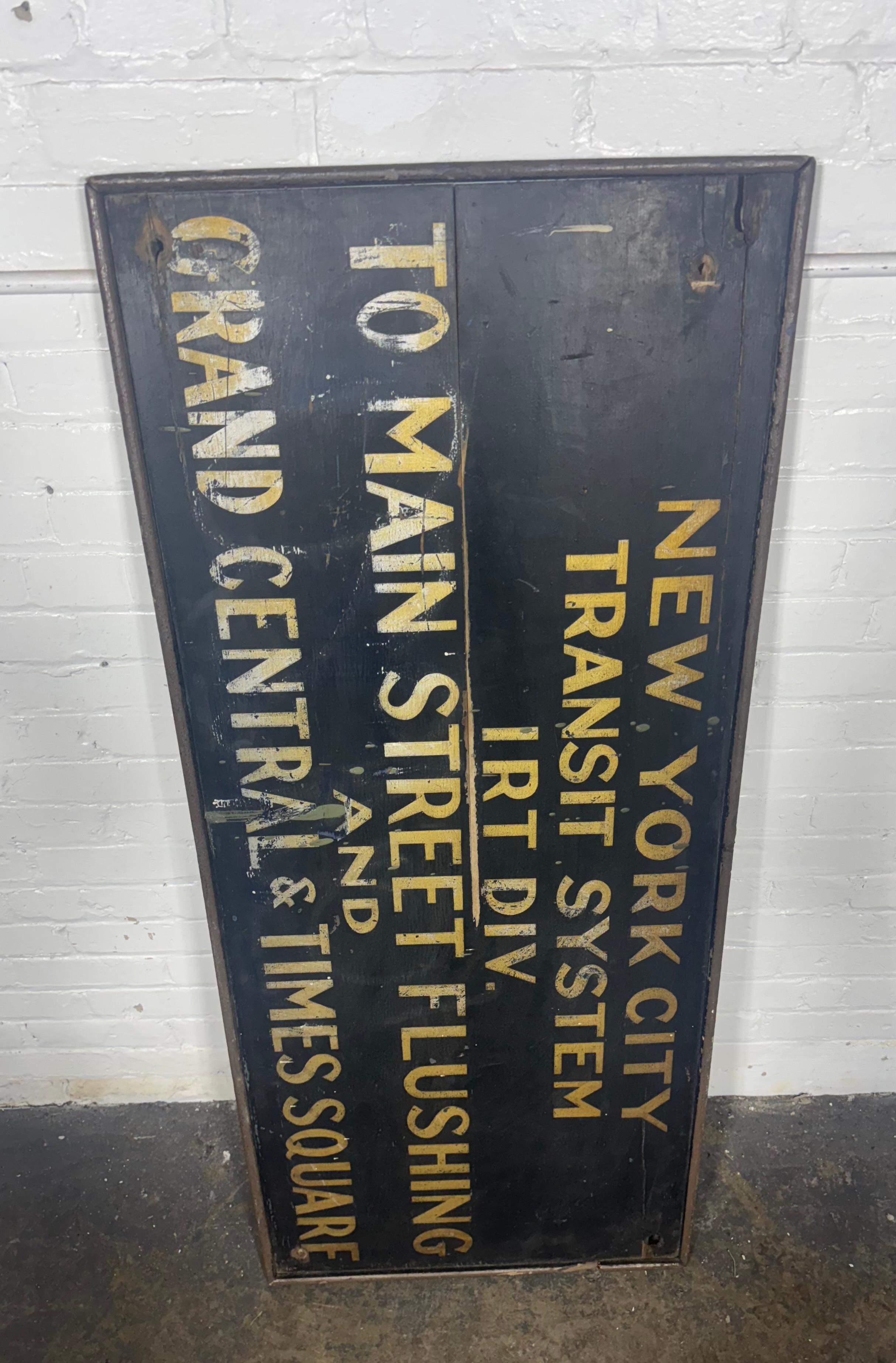 Folk Art Iconic New York City Transit System Hand Painted Sign .. subway / train