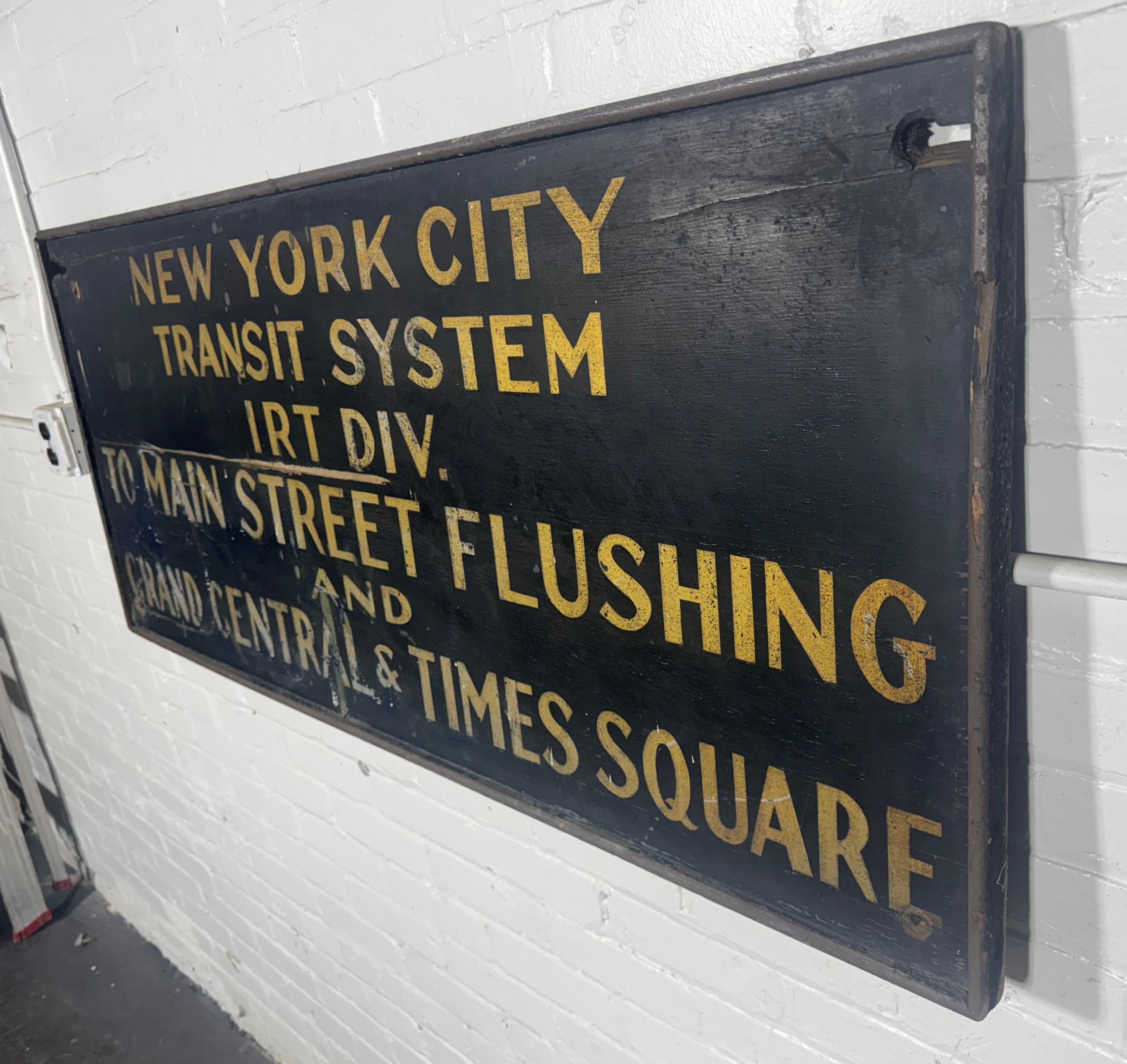 Early 20th Century Iconic New York City Transit System Hand Painted Sign .. subway / train