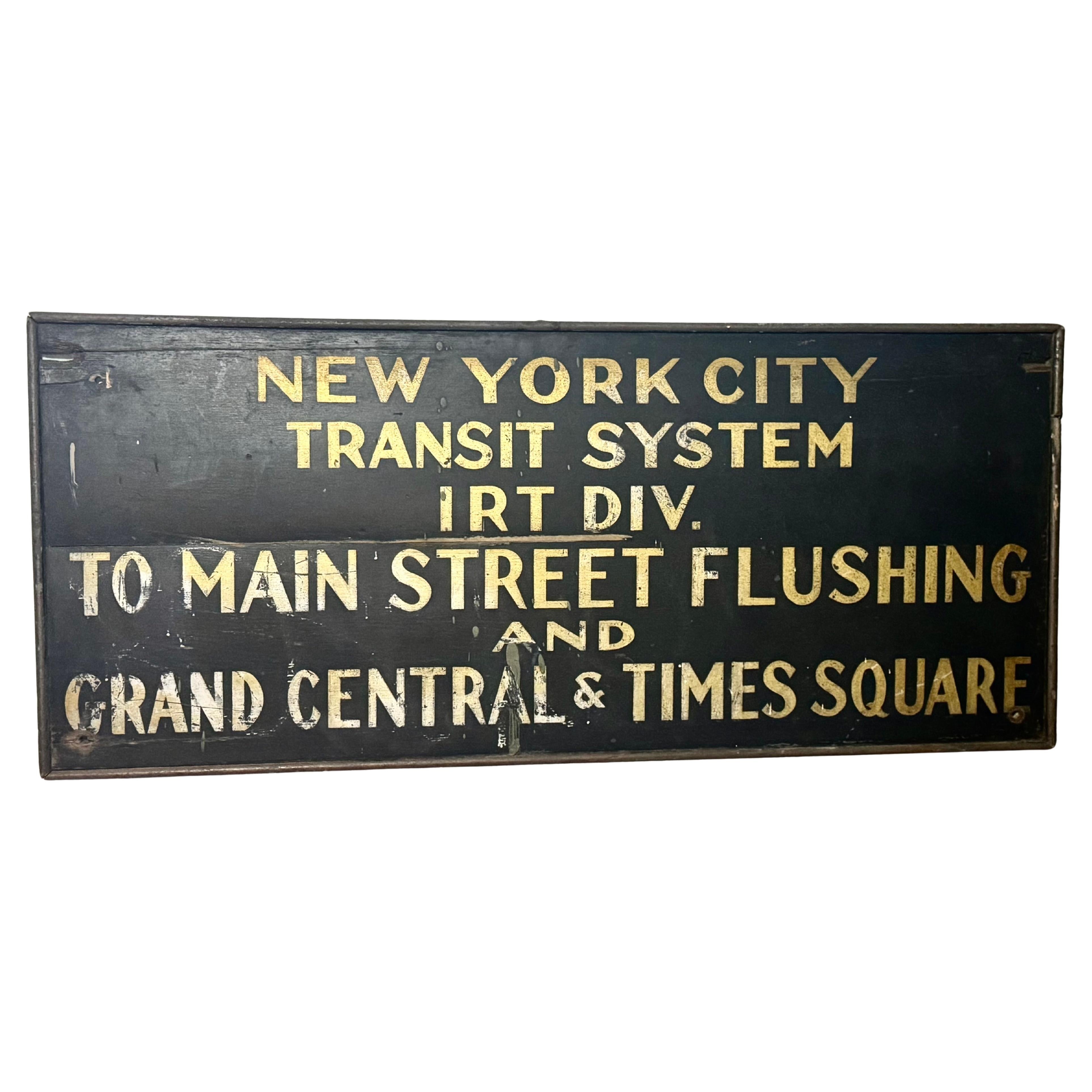 Iconic New York City Transit System Hand Painted Sign .. subway / train