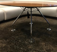 Iconic Nomos Table with a Circular Walnut Top by Norman Foster, Italy 1986