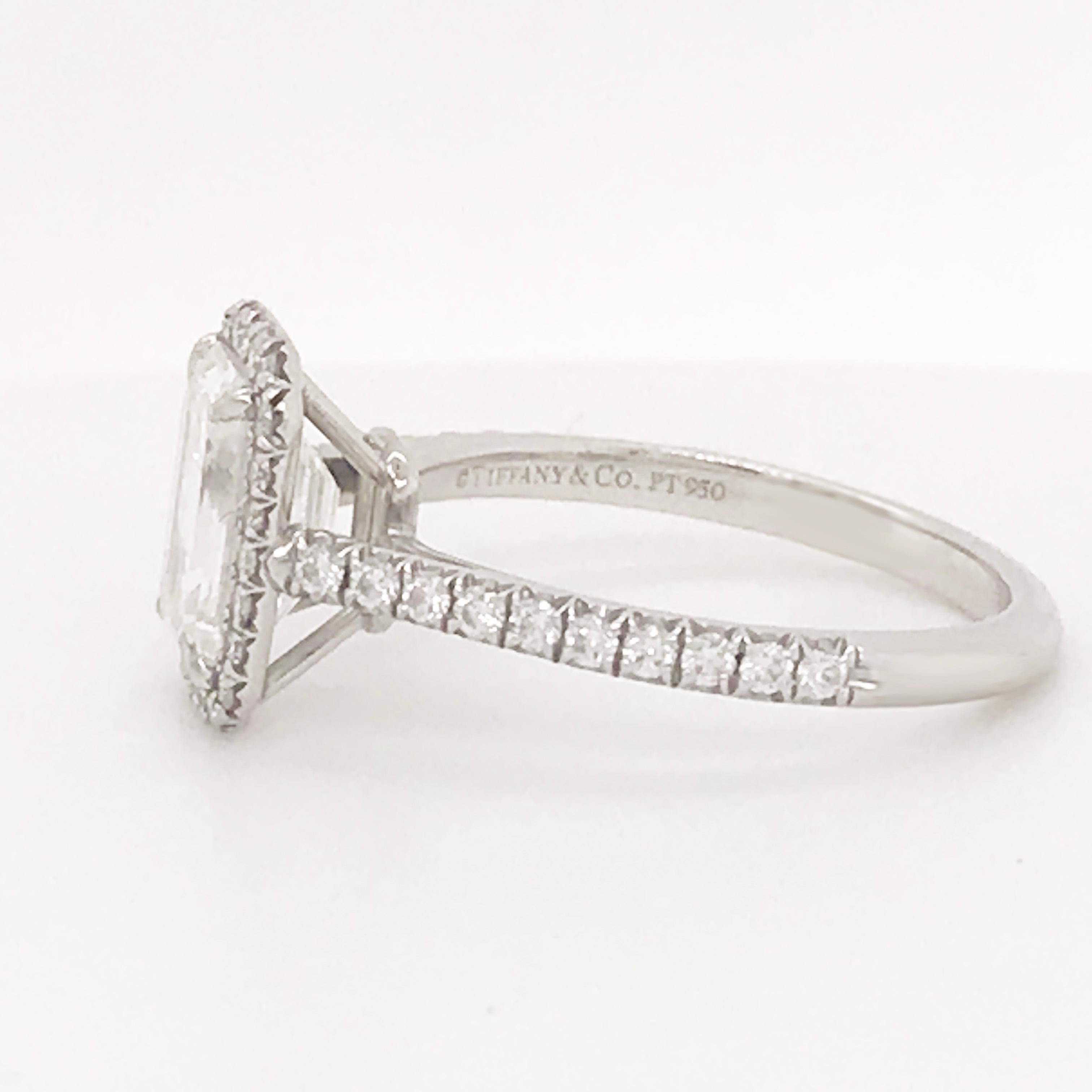 Iconic Original Tiffany & Co. Emerald Diamond Halo Platinum Ring 2 Carat 4