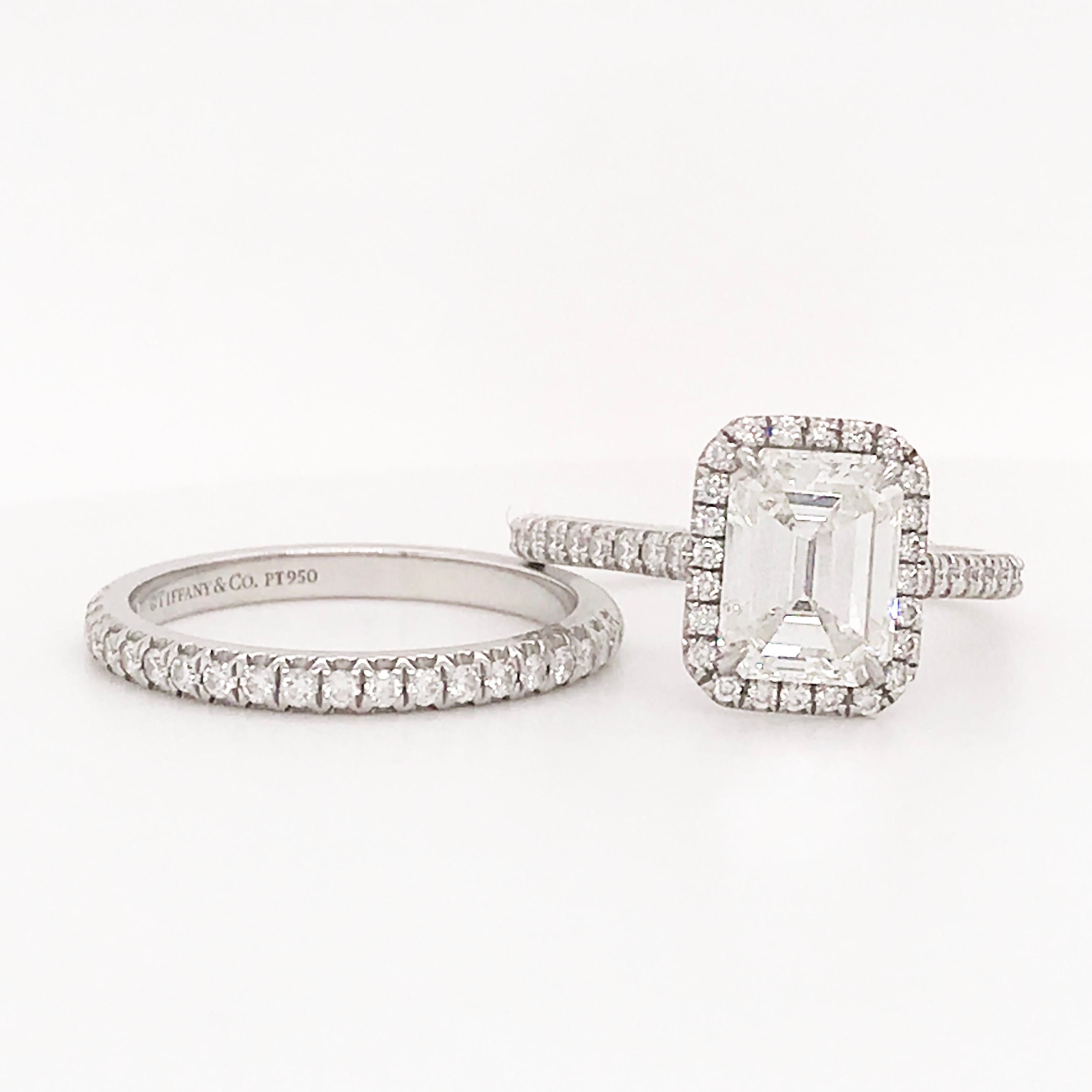 Iconic Original Tiffany & Co. Emerald Diamond Halo Platinum Ring 2 Carat 8