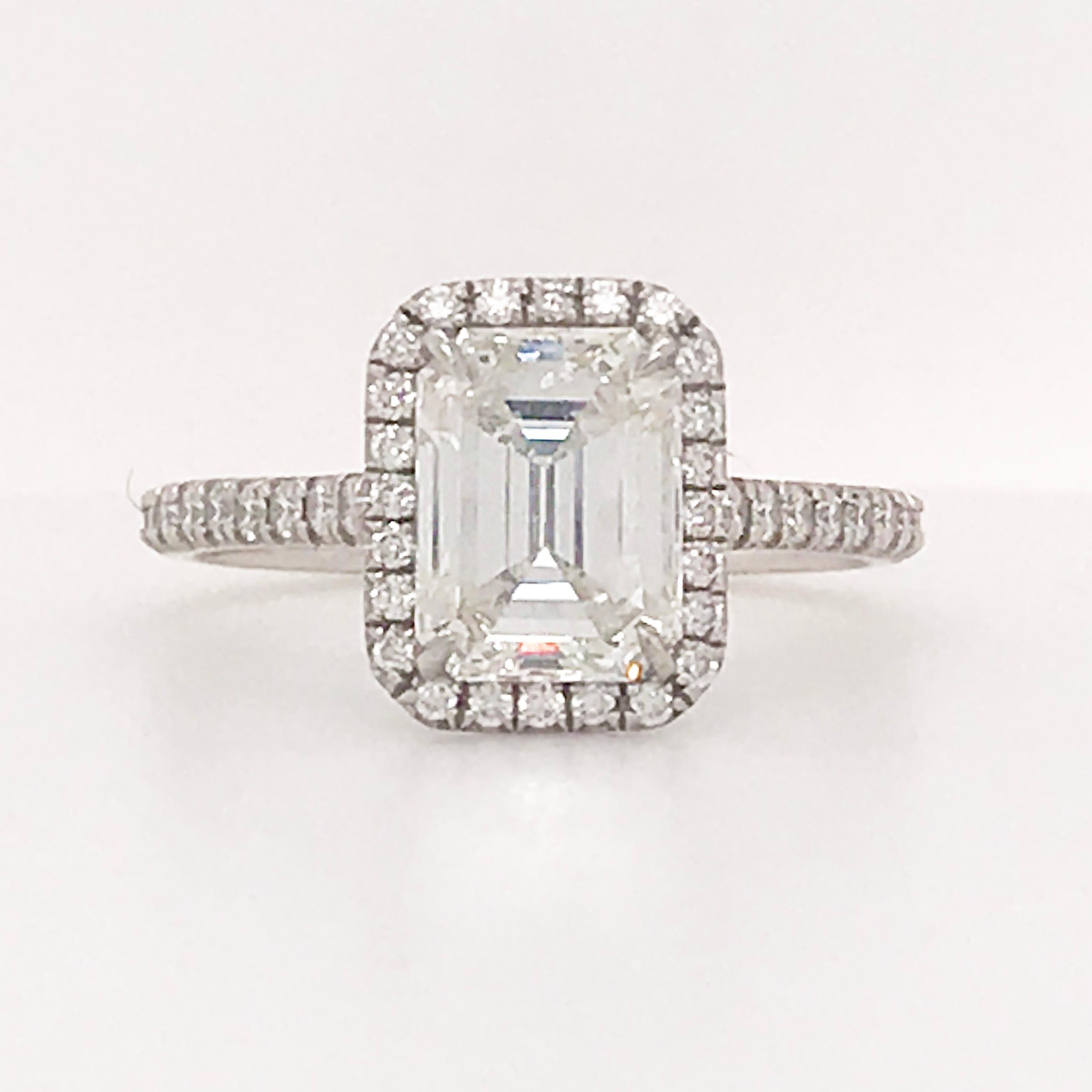 Artisan Iconic Original Tiffany & Co. Emerald Diamond Halo Platinum Ring 2 Carat