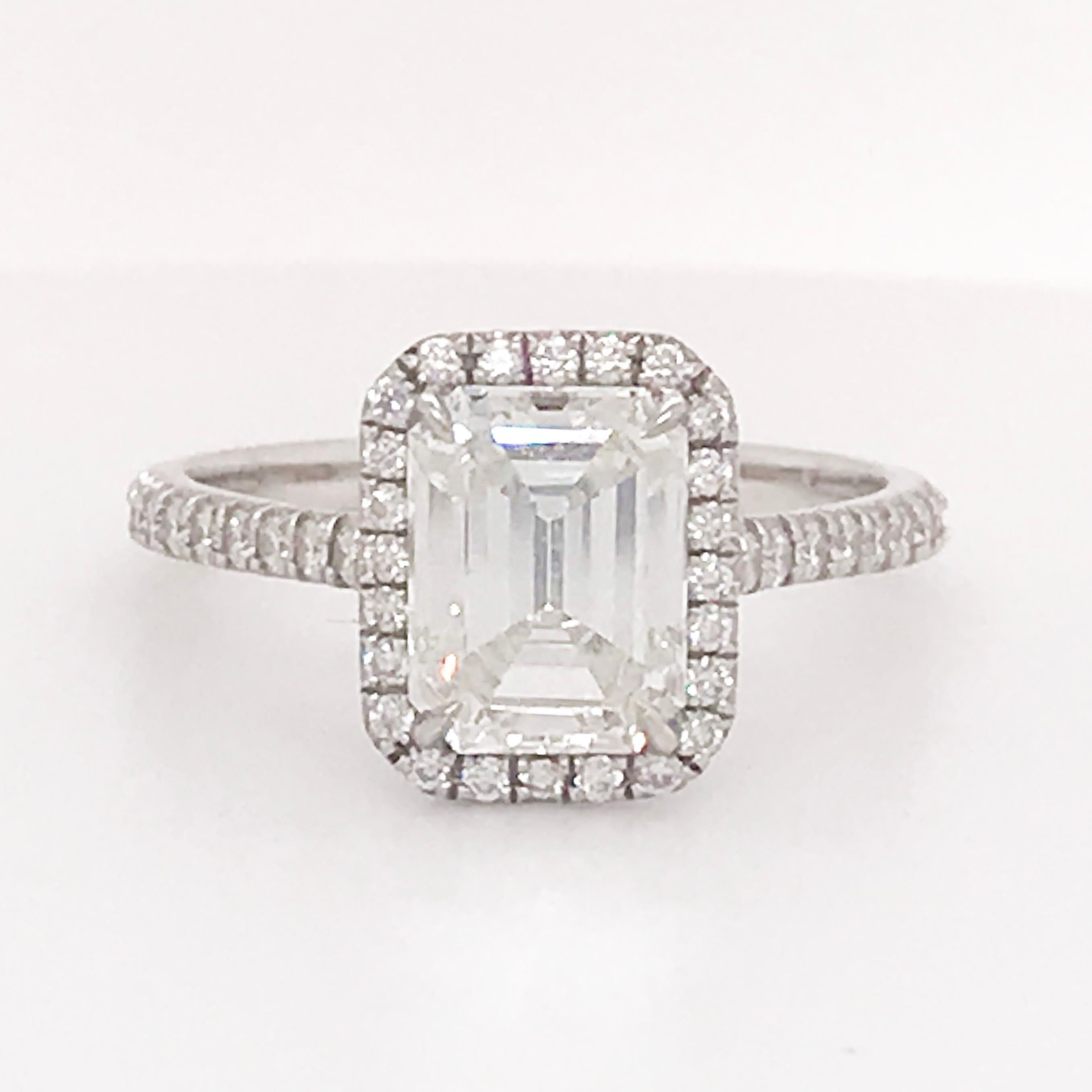 Iconic Original Tiffany & Co. Emerald Diamond Halo Platinum Ring 2 Carat 1