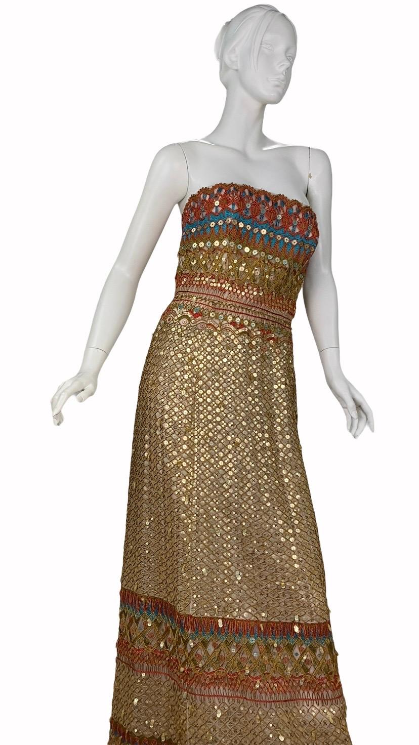 ICONIC OSCAR DE LA RENTA GOLD SEQUIN GOWN as seen on NICOLE and in The Museum 2