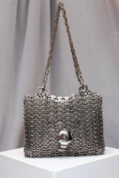 Paco Rabanne silver tone metal "69" bag