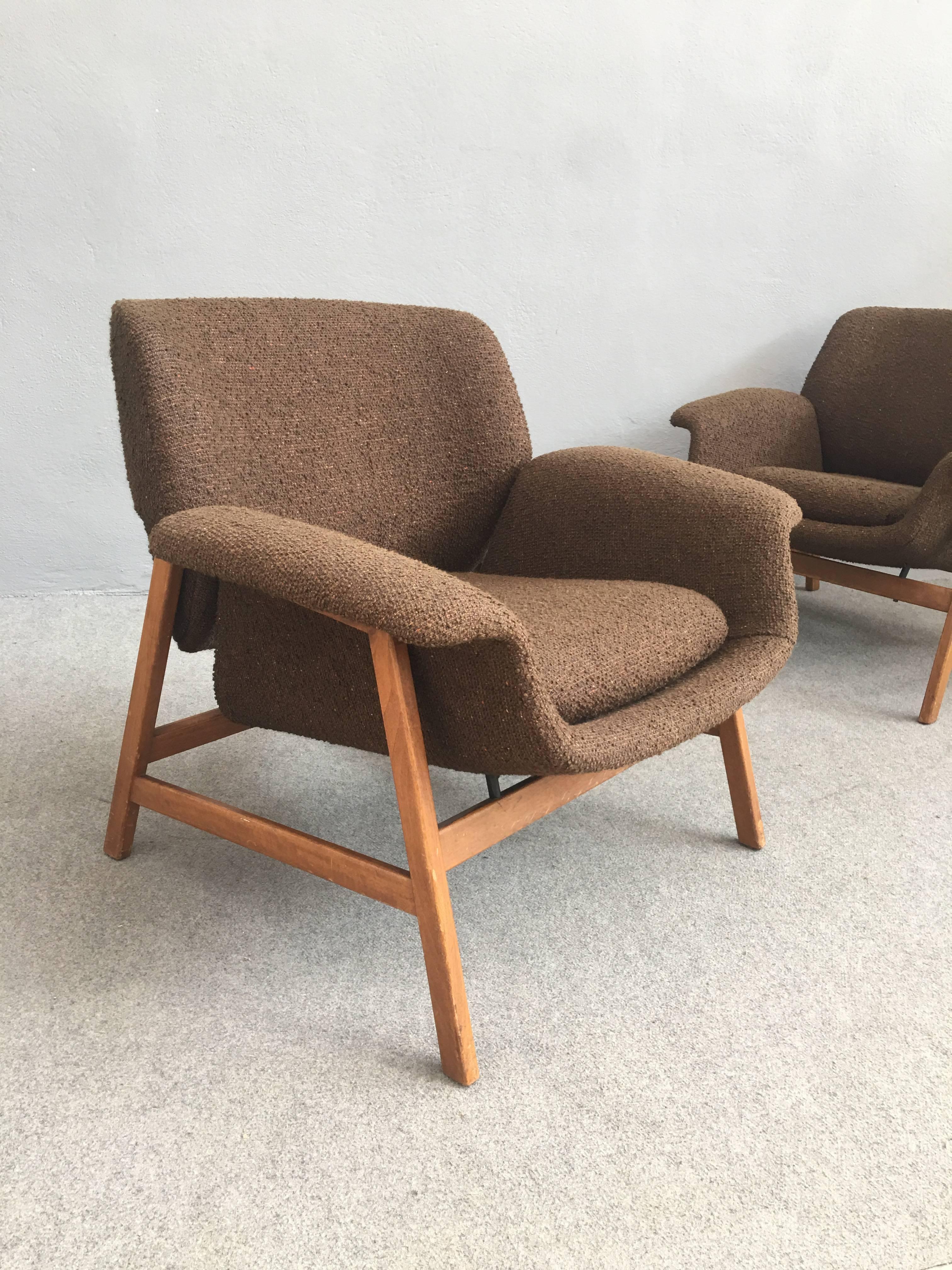 Mid-Century Modern Iconic Pair of Armchairs 849 by Gianfranco Frattini for Cassina