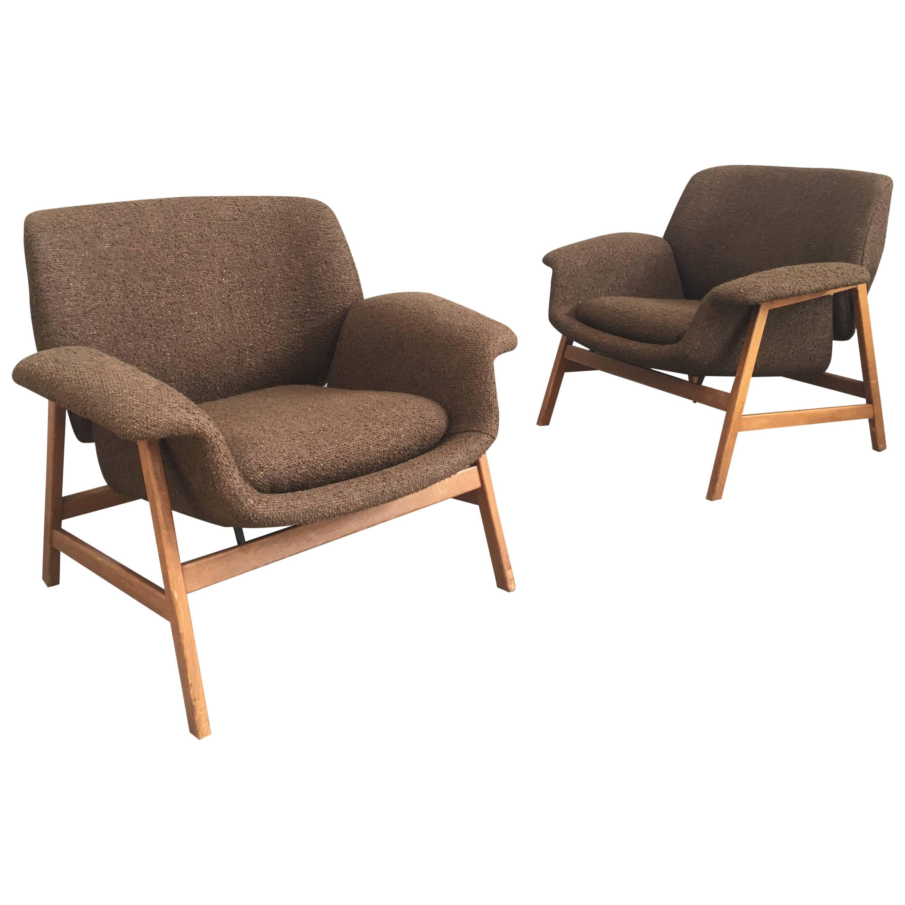 Iconic Pair of Armchairs 849 by Gianfranco Frattini for Cassina