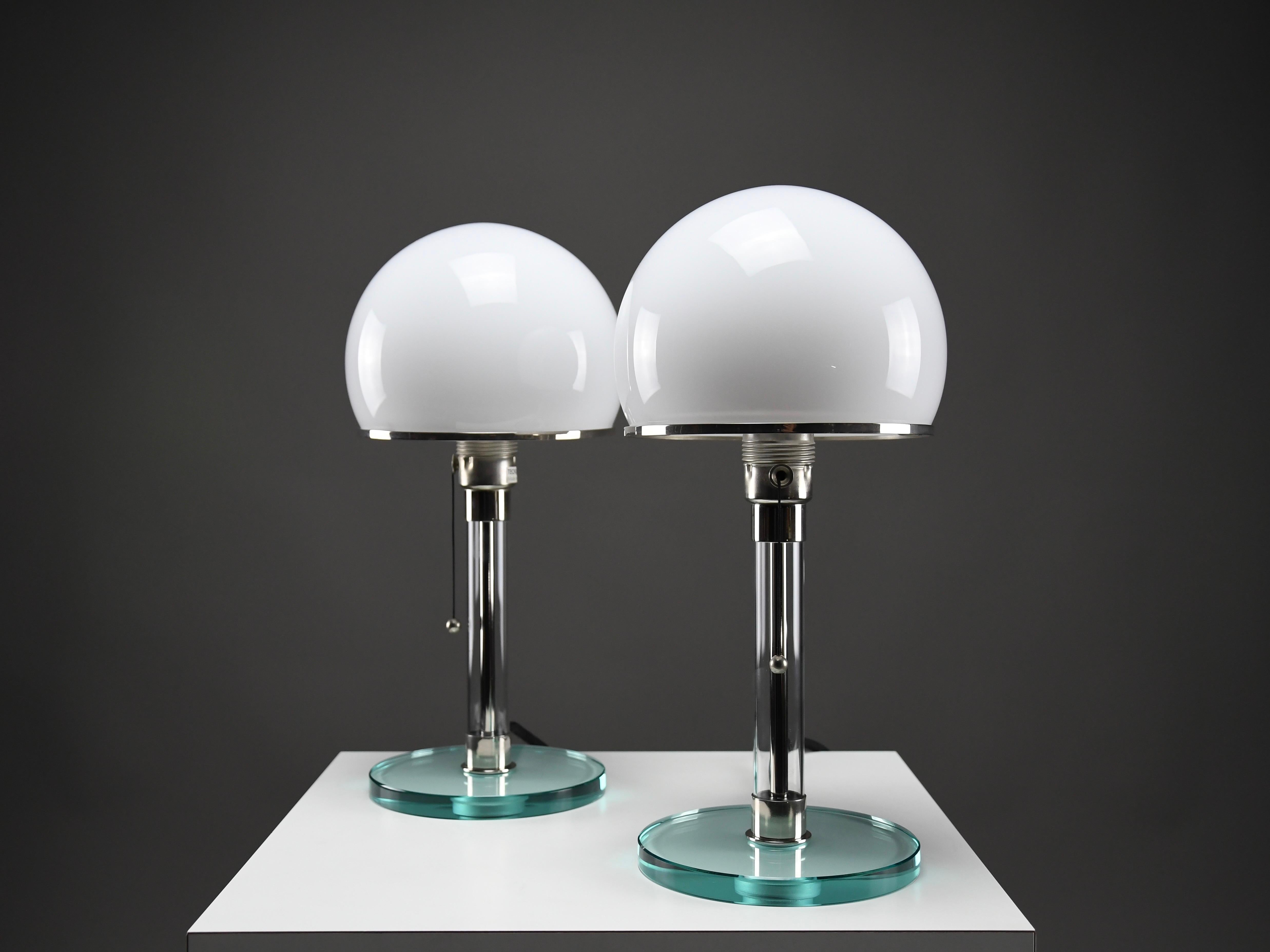Early 20th Century Iconic Pair of Bauhaus WG24 Table Lamps by Prof. Wilhelm Wagenfeld For Sale