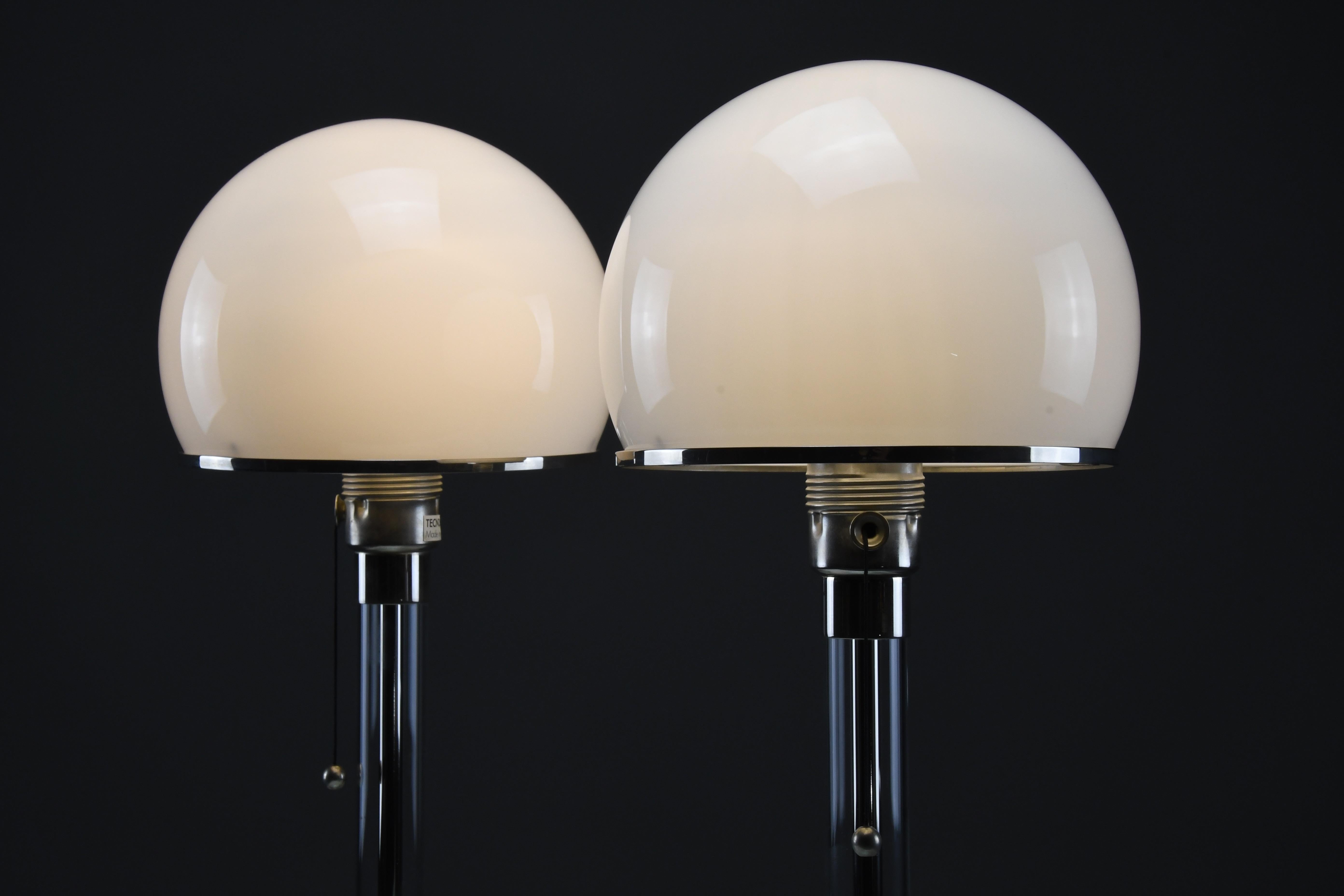 Metal Iconic Pair of Bauhaus WG24 Table Lamps by Prof. Wilhelm Wagenfeld For Sale