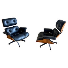Iconic Pair of  Herman Miller Eames Rosewood & Leather Lounge Chairs