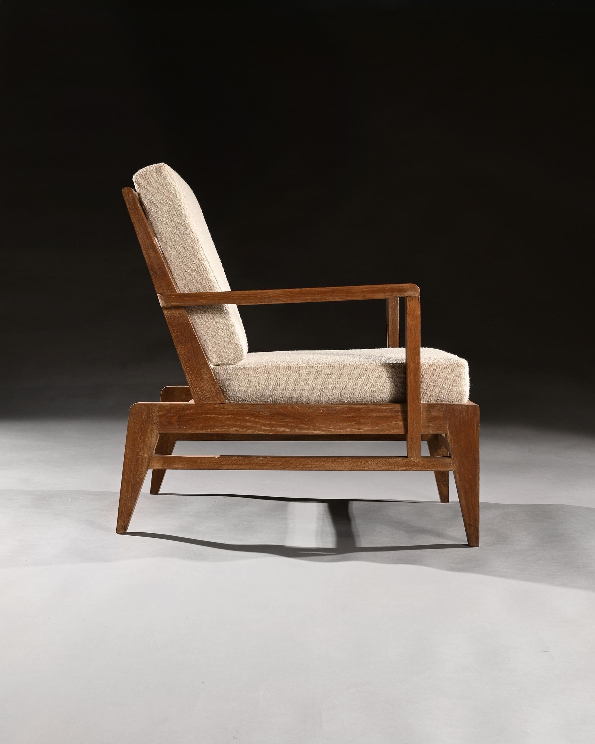 Mid-Century Modern Iconic Pair of Rene Gabriel Mid 20th Century Oak Lounge Chairs